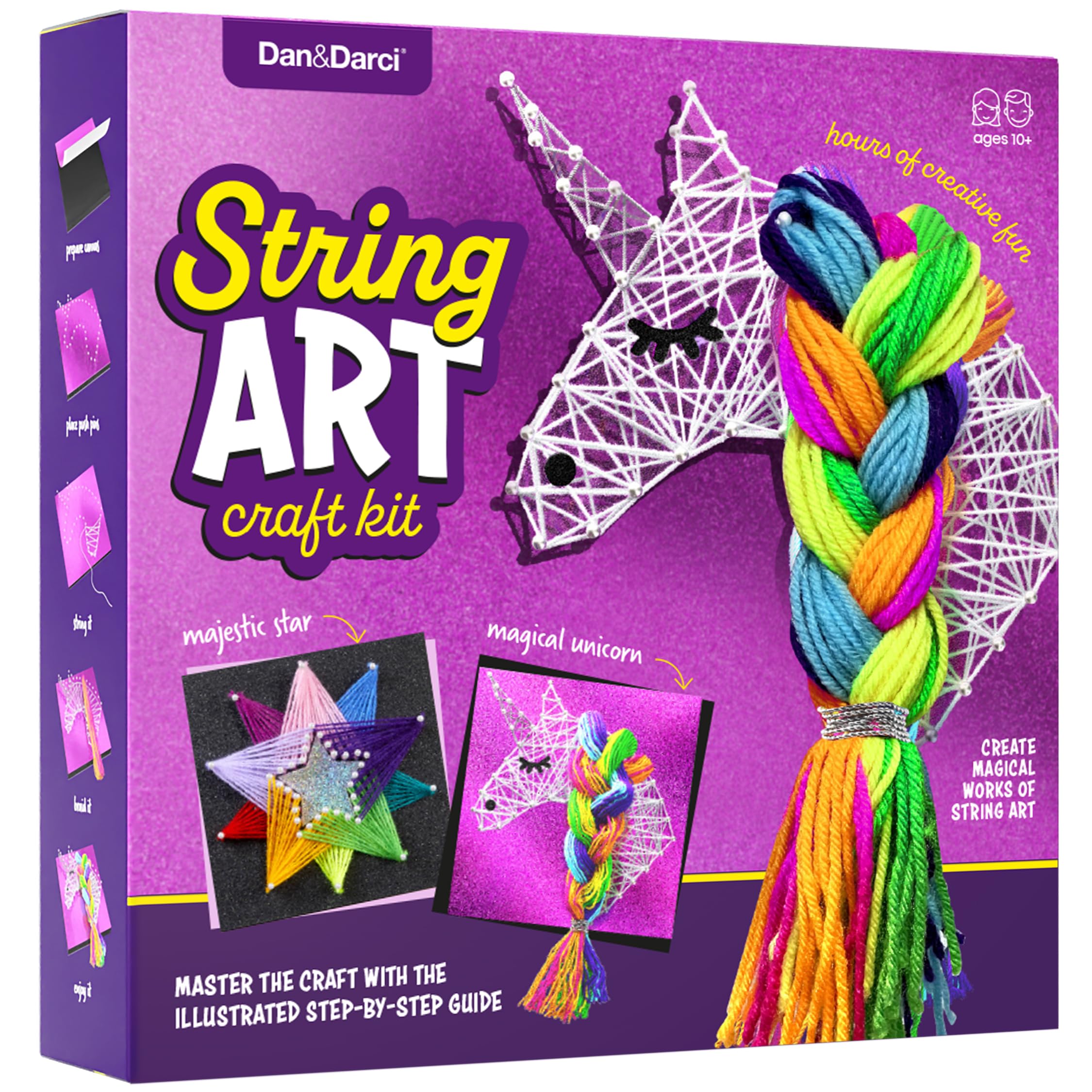 Dan&Darci String Art Craft Kit for Kids - Girls Birthday Gifts for Ages 12 Year Old - Crafts Kits for Girl Age 10,11,12 - DIY Unicorn & Star Toys Gift for Boys - Arts Present