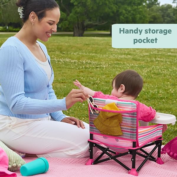 Bright Starts, Elevador Portátil Pop 'N Sit Disney Minnie Mouse, Uso Interior y Exterior, Asiento de Suelo con Bandeja para Comer, 6 Meses a 3 Años - 4