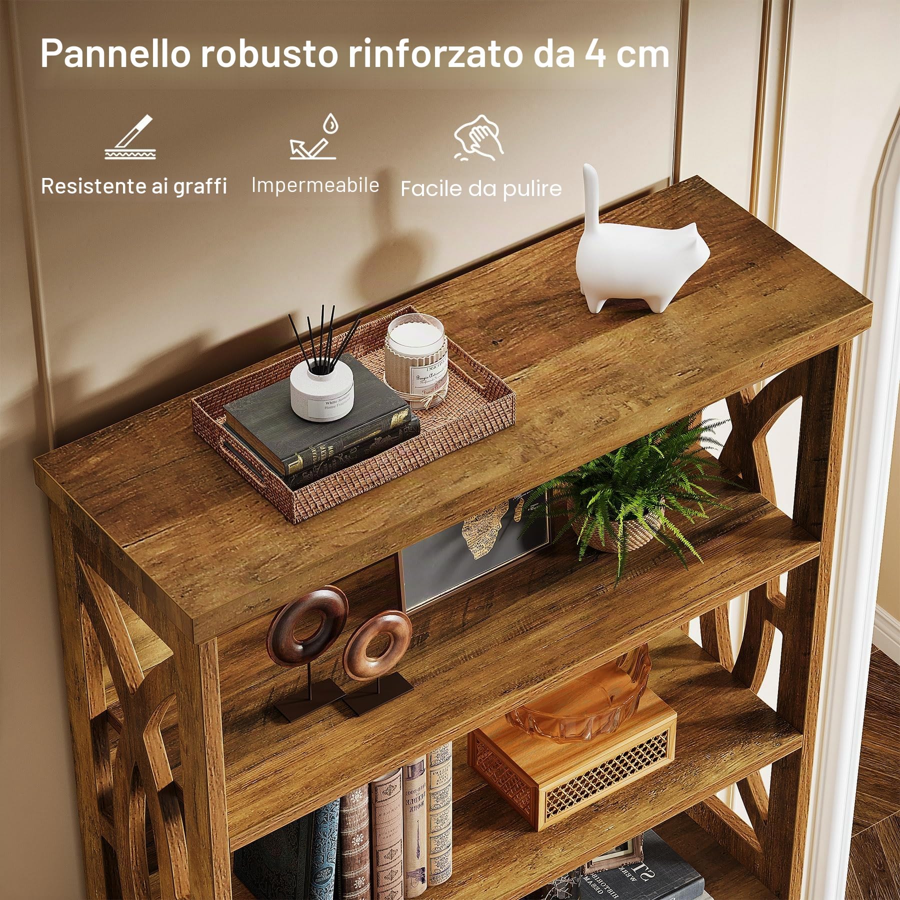 Tribesigns Scaffale a 6 ripiani, scaffale industriale grande con scaffale aperto, 80 x 30 x 180 cm, in legno, per ufficio, soggiorno, camera da letto, marrone rustico