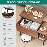 YITAHOME Tavolino da Caffè con Piano Sollevabile e Scomparto Nascosto, Ripiano Portaoggetti Regolabile, Sollevatore a Molla, Tavolino da Caffè con Spazio per Soggiorno, 80x40x61,5 cm, Rovere Rustico - 2