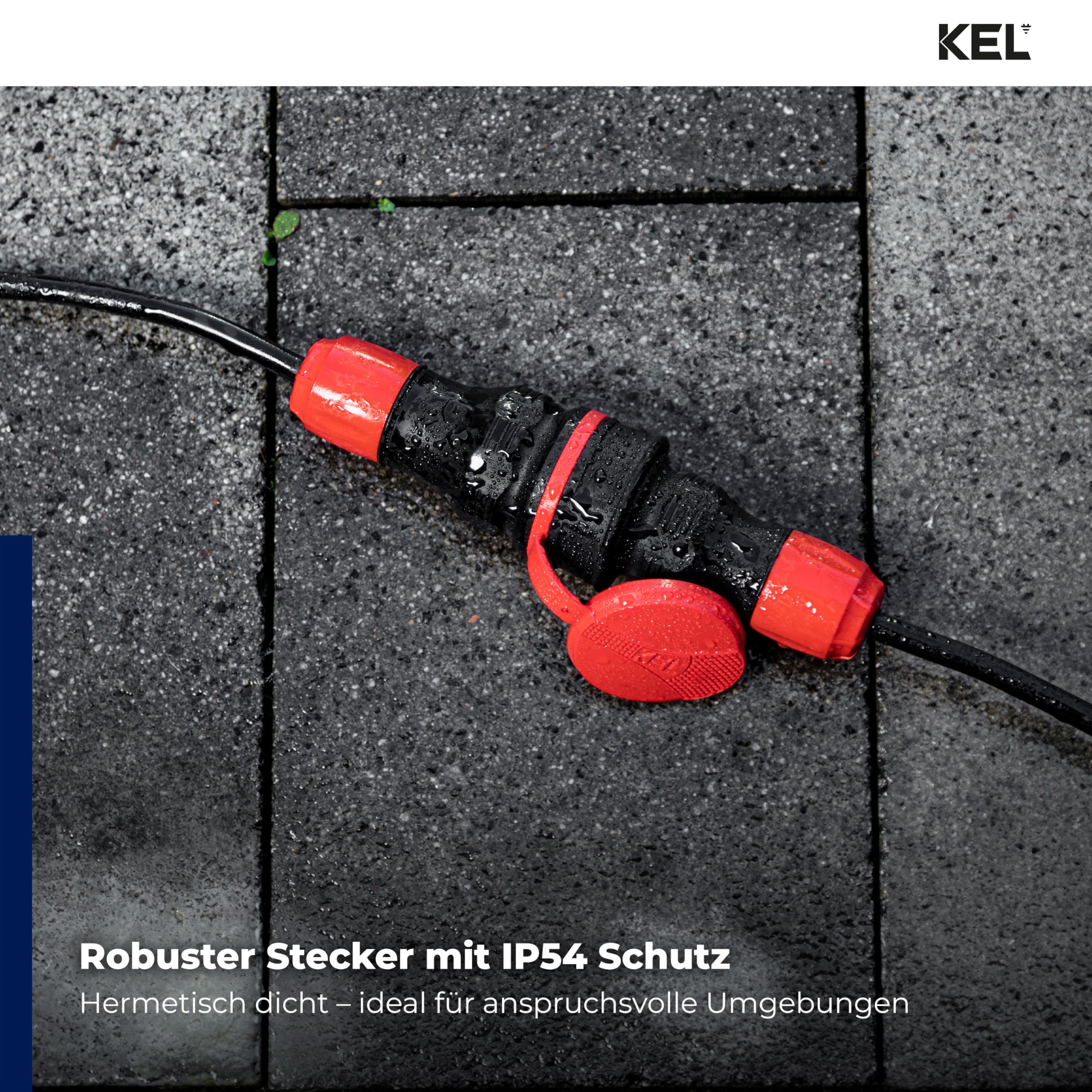 KEL Enchufe Schuko de protección de contacto, 5 unidades, de alta calidad, sellado herméticamente IP54, 16 A/250 V, enchufe de protección de contacto, para uso comercial, construcción y uso en