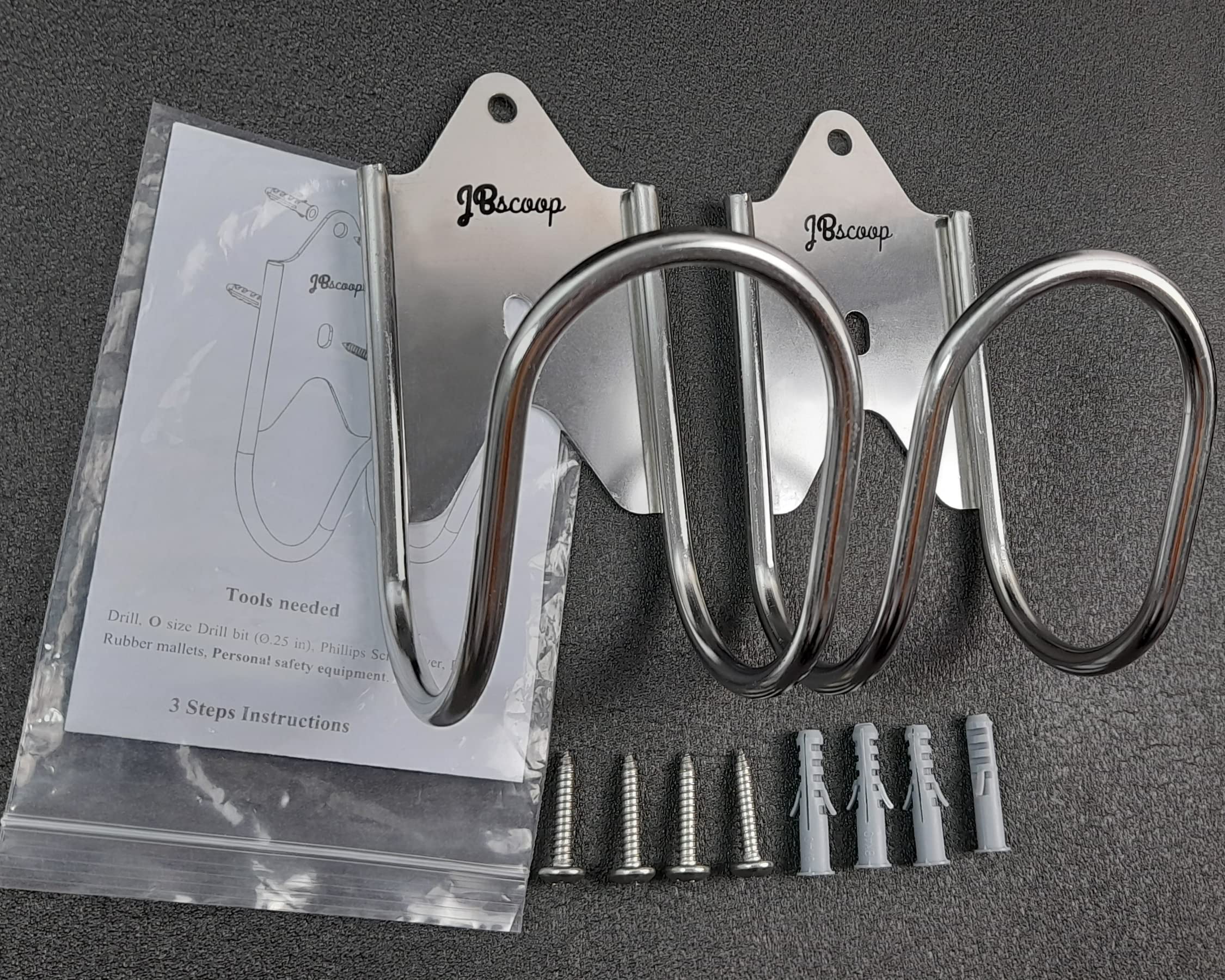 JBscoop Colgador de manguera de jardín de acero inoxidable (juego de 2), para soporte de manguera de jardín, soporte de pared sin óxido, soporte de manguera de montaje en pared resistente