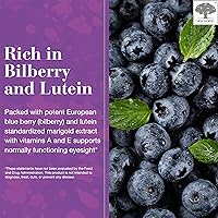 Vista 5 de NEW NORDIC Blue Berry Eye Suplemento de Vitamina Luteína con Zinc, Apoya la Pigmentación Macular, Función Ocular y de la Visión, 60 Tabletas