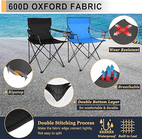 Miniatura 5 de Joyfair Silla de camping portátil, sillas plegables para césped al aire libre para adultos, sillas plegables grandes resistentes para playa, pesca,