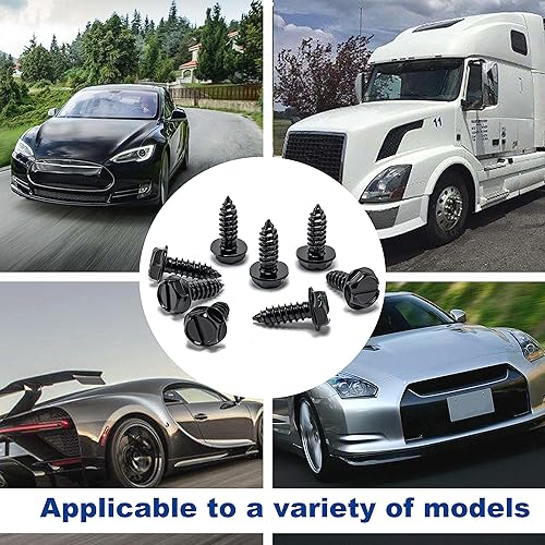 Miniatura 6 de Hoewina Kit de tornillos para matrícula, 8 juegos de tornillos antirrobo de acero inoxidable, pernos antirruido y resistentes al óxido para asegurar