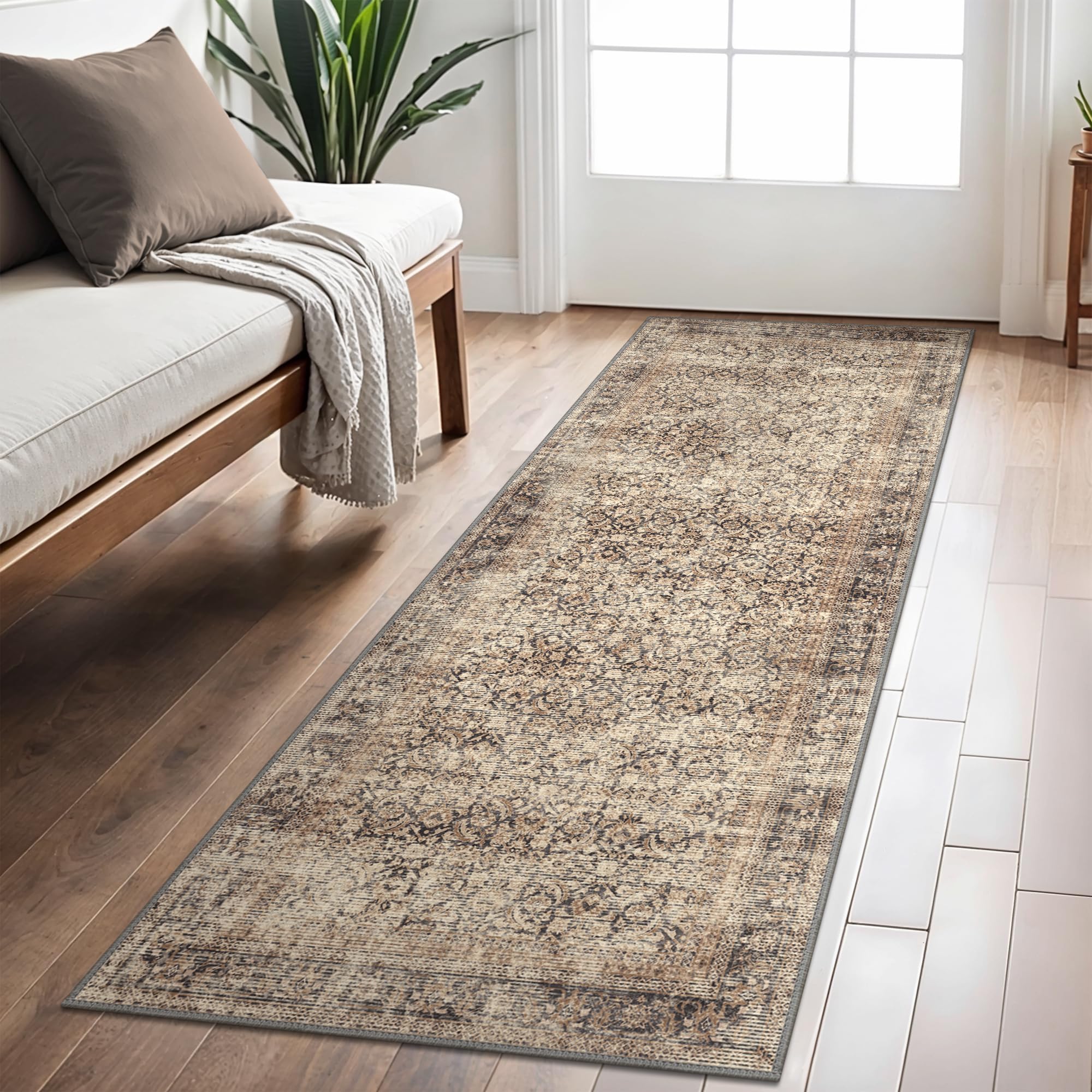 BEIMO 80x150cm Area Rugs for Bedroom,Vintage Boho Carpets for Living Room Non Slip Machine Washable Rug Short Low Pile Rug for Kitchen Dining Hallway