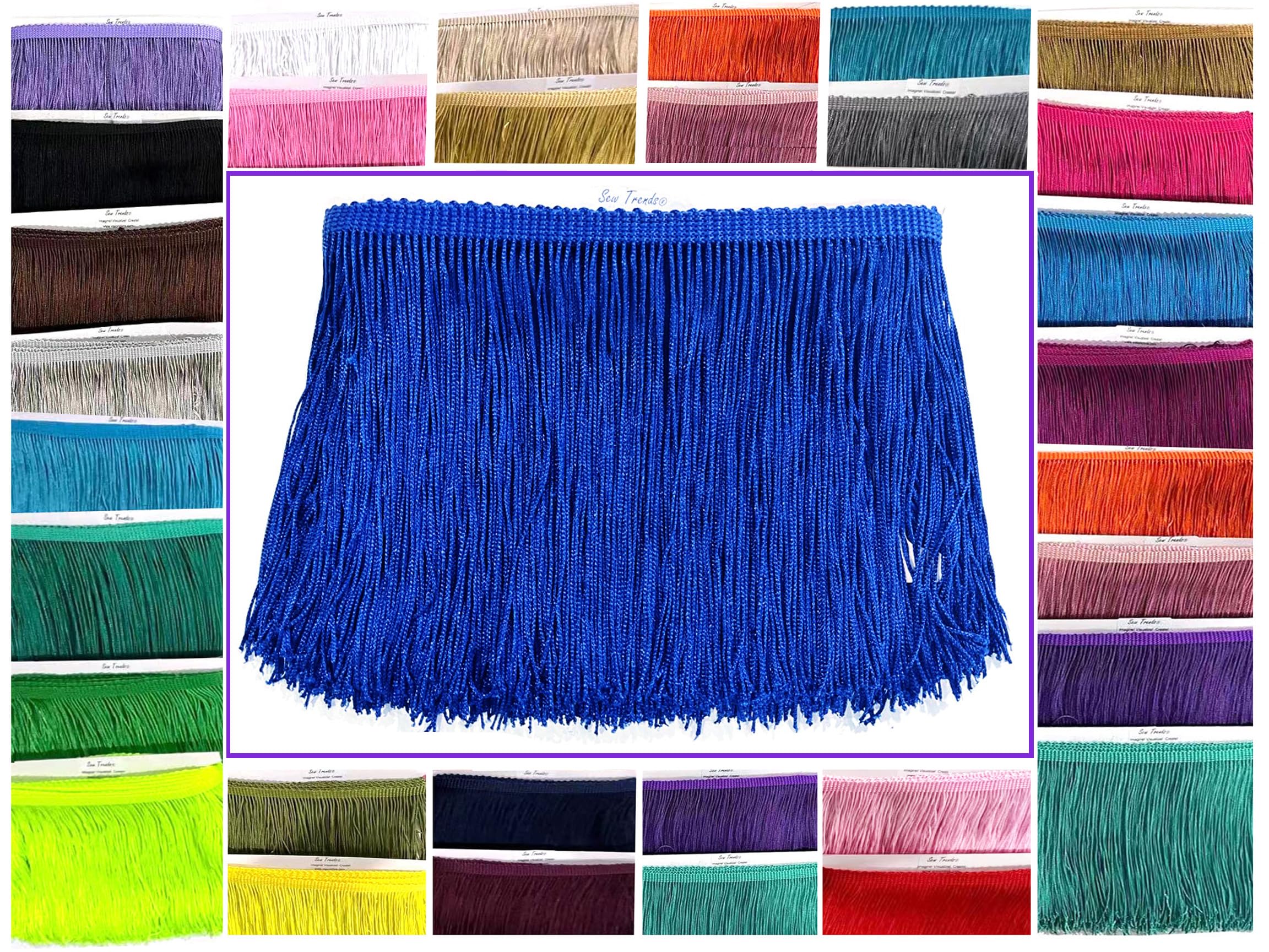 10 yardas de 10 cm de largo, hilo de cadena con flecos, flecos, para manualidades, costura y decoración, color azul rey