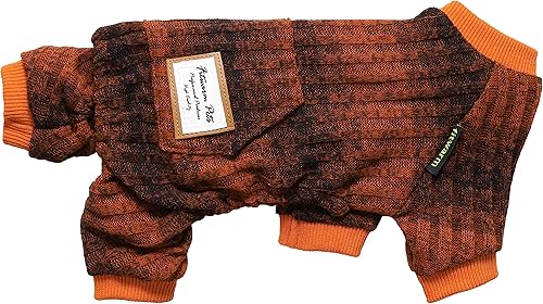 Miniatura 3 de Fitwarm Pijama de punto para perros, ropa para perros pequeños, hembra, niño, mameluco para mascotas con pies, traje de perro de color jaspeado,