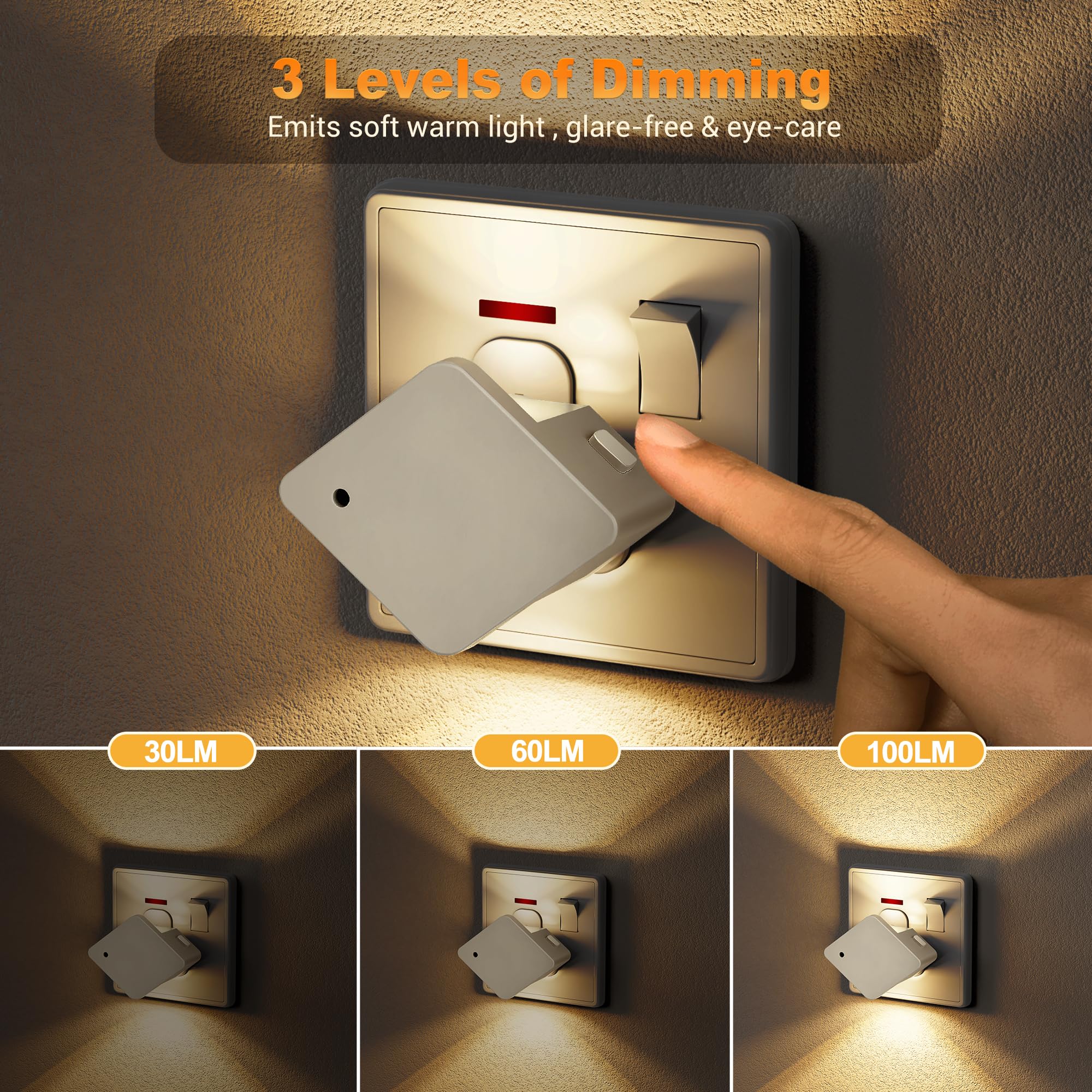 Emeritpro Plug in Night Light with Dusk to Dawn Sensor, LED Night Light Plug in Wall 2 Pack, Adjustable Brightness - Image 4