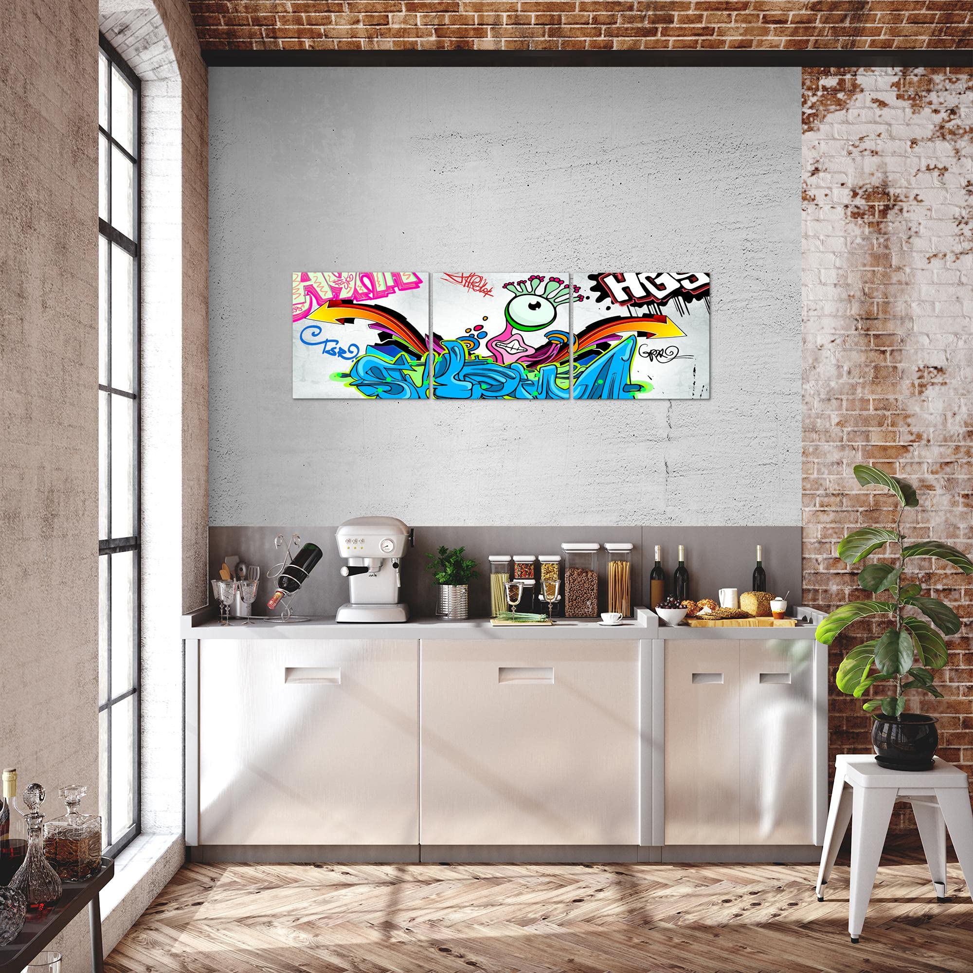 Runa Art - Cuadros Graffiti 120 x 40 cm Cuadro in Lienzo no Tejido Vistoso Moderno Decoración de Pared 401633a