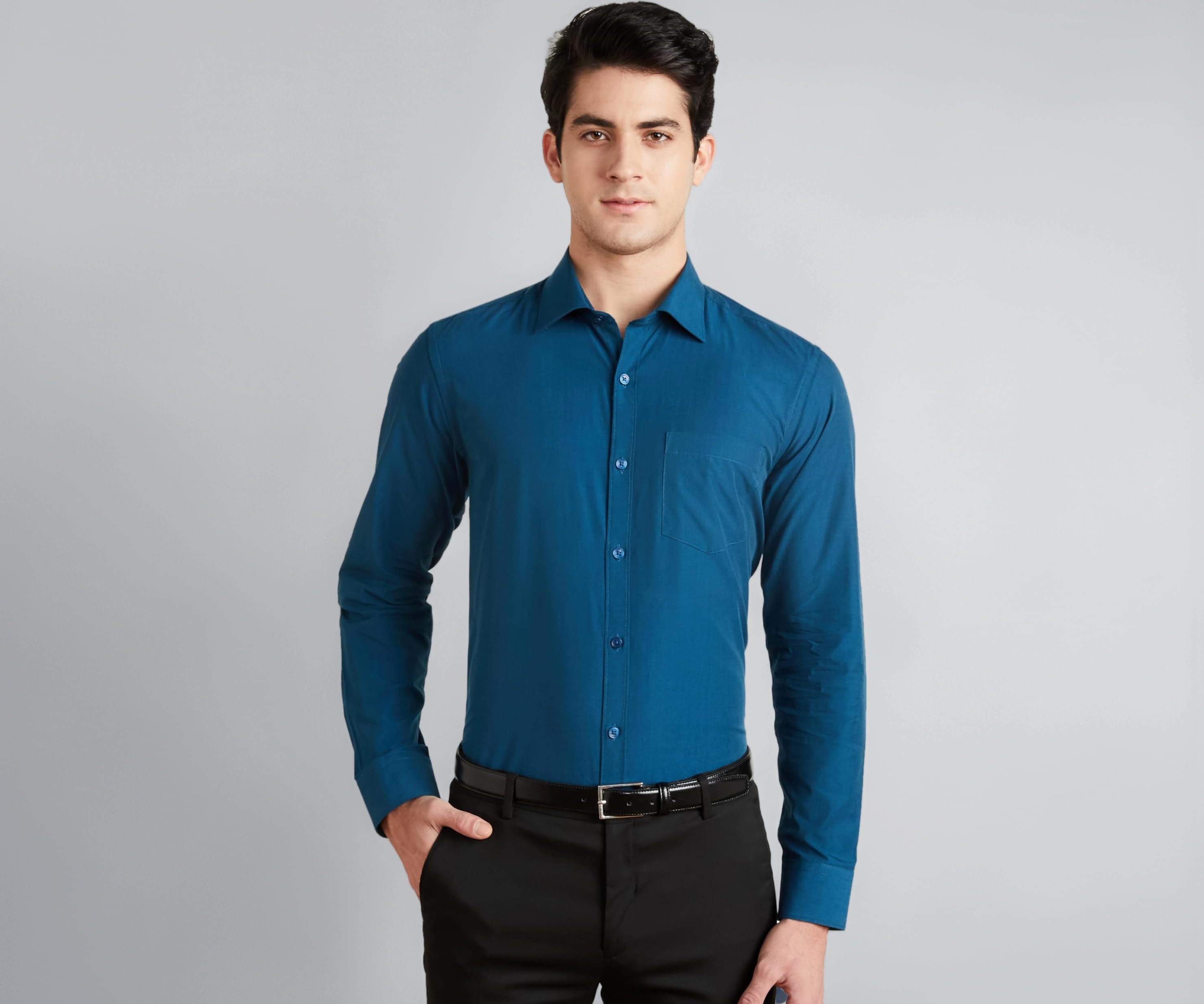 Amazon Brand - Symbol Men's Cotton Formal Shirt | Plain | Full Sleeve - Regular Fit (Available in Plus Sizes)