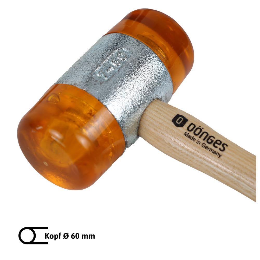 Dönges Młotek z tworzywa sztucznego z lakierowanym trzonkiem jesionowym, 60 mm, żółty