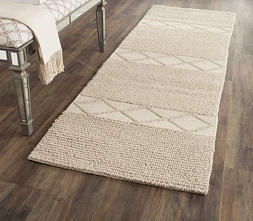 SAFAVIEH Natura Collection - Alfombra de pasillo, 2 pies 3 pulgadas x 6 pies, color beige, lana hecha a mano, ideal para zonas de alto tráfico en