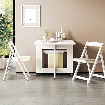 Amazon｜折りたたみダイニングテーブルセット、椅子4脚付き木製