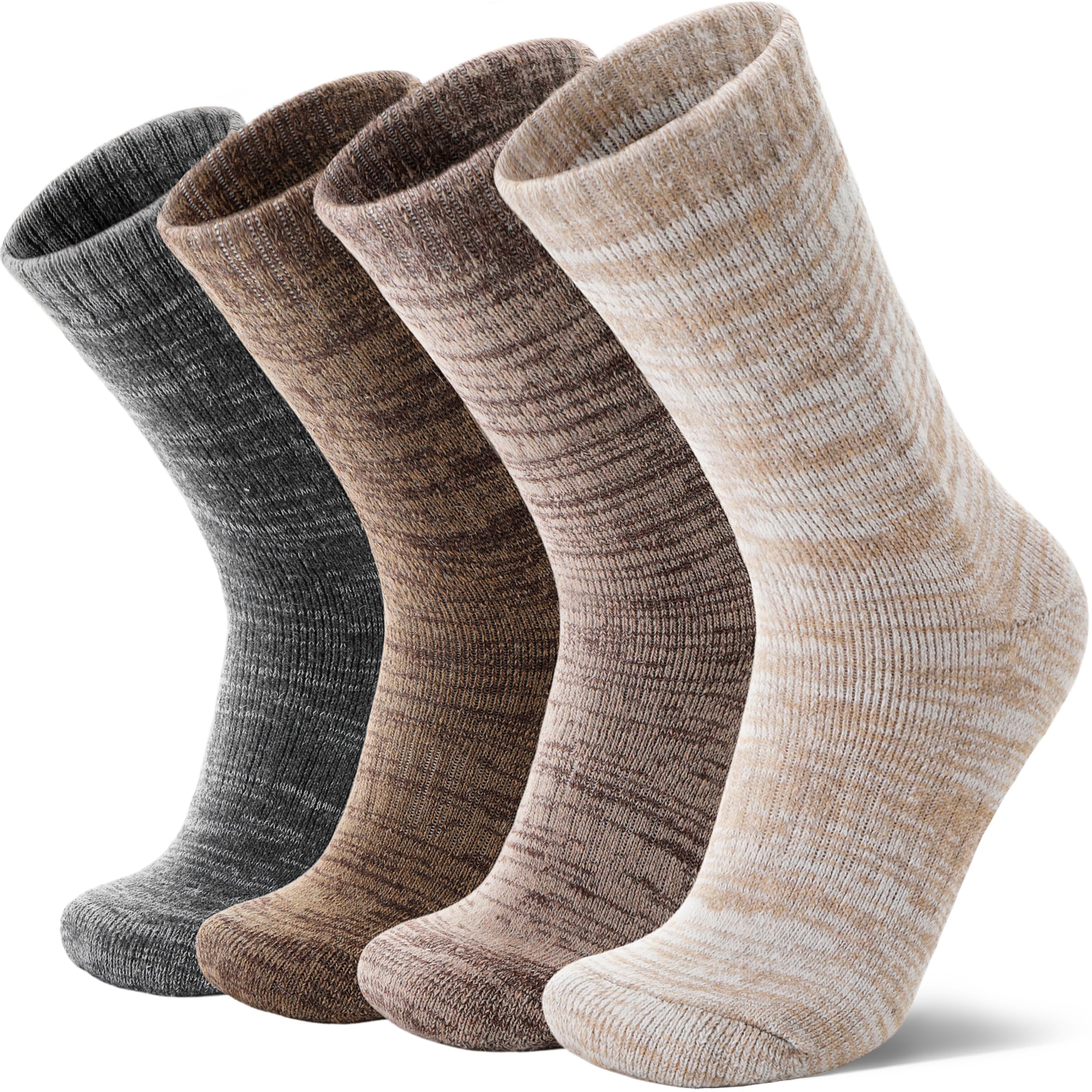 MOSEY KOSY 4 Paires de Chaussettes en Mérinos pour Marche et Randonnée Chaudes Extra Épaisses Thermiques Confortables avec Caleçon pour Travail pour Femme et Homme