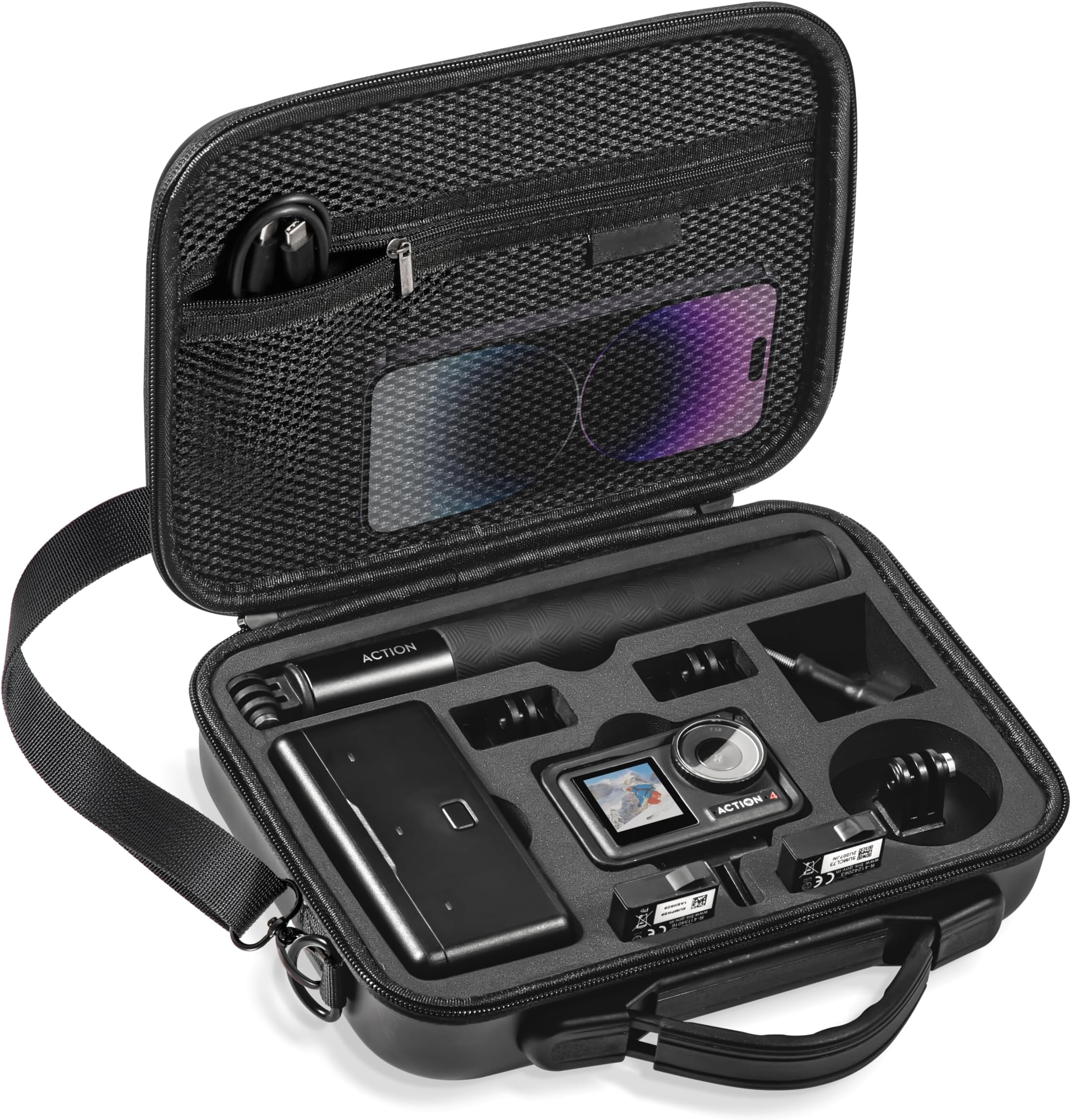 Tomat PU Carrying Case for DJI Osmo Action 5 Pro/Action 4 Camera Accessories Hard Shell Bag Travel Case Compatible with DJI Action 5 Pro/Action 4 Adventure, Black