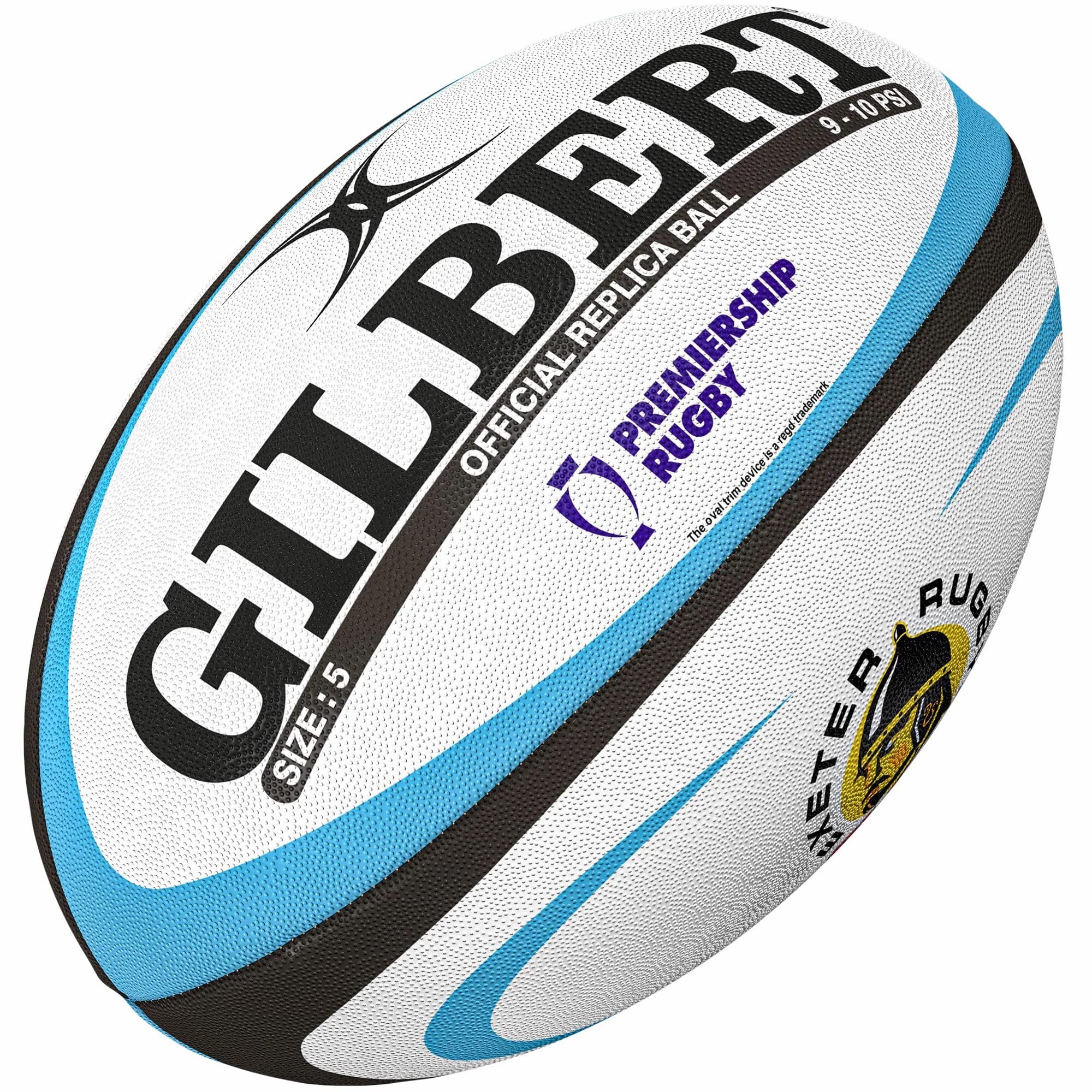 Gilbert Exeter Rugby Chiefs Replik Rugby Ball Größe 5 [Weiß/Himmel]