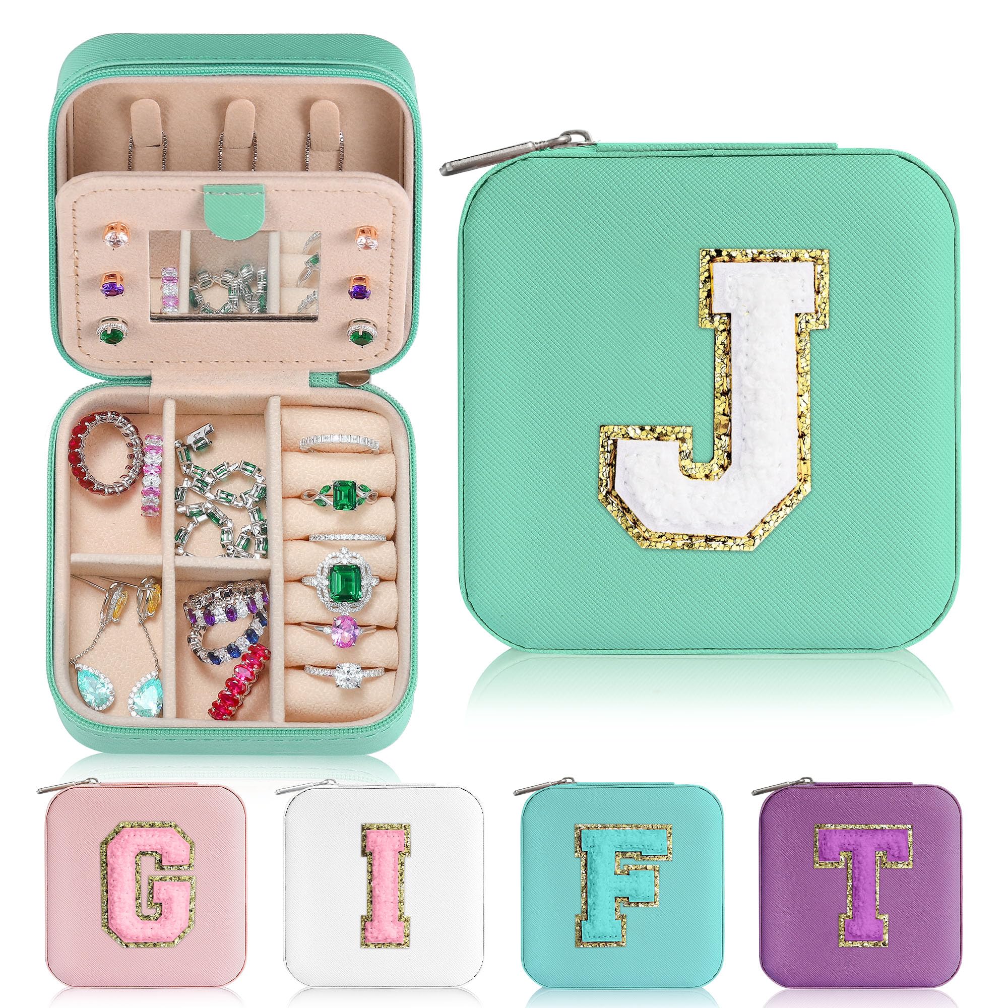 Parima Travel Jewelry Box for Girls Women, Jewelry Organizer Box | Personalized Jewelry Boxes for Women Girls Jewelry Box | Necklace Earrings Ring Box | Travel Jewelry Organizer Box - Letter J, Blue