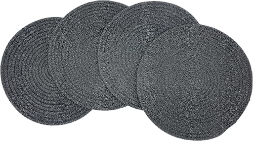 4 juegos de manteles individuales redondos de algodón tejido de 12 pulgadas, tapetes gruesos de aislamiento térmico, tapetes de mesa para el hogar,