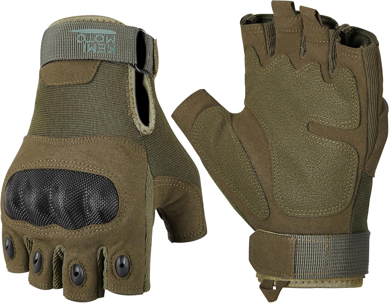 KEMIMOTO Fingerless Tactical Gloves for Men, Motorcycle Gloves for Outdoor Work Sports, Fingerless Cycling Gloves for Hunting Hiking Camping