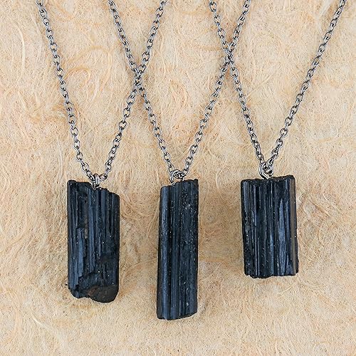 Miniatura 3 de TGH Collar con colgante de piedras preciosas naturales crudas, colgante de cristal de 0.39 a 0.78 pulgadas para mujer, cadena de latón chapada