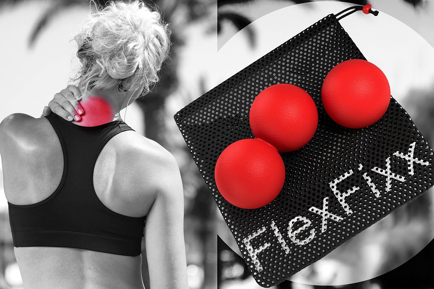 FlexFixx Peanut Massage Ball Back Roller- Neck Roller Massage Balls Double as Mobility Lacrosse Balls Pressure Point Ball and a Massage Ball Roller for Myofascial Release and Deep Tissue Massage