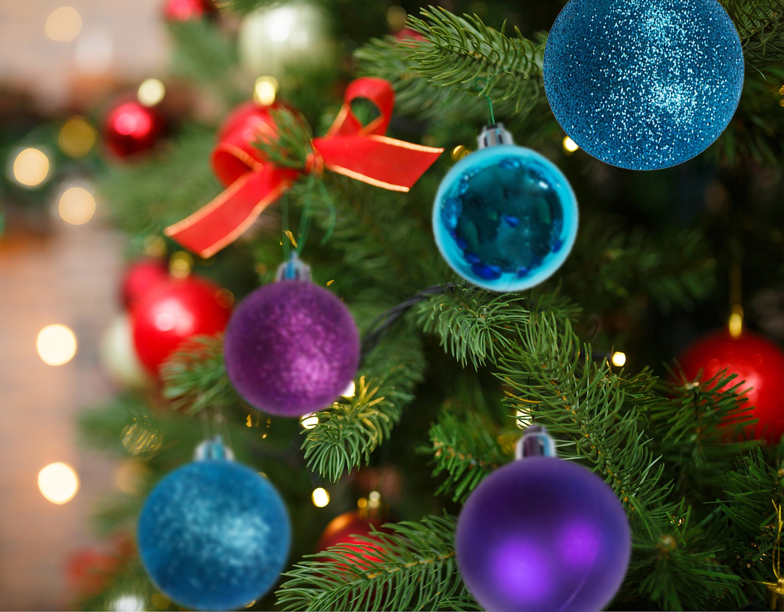 100 bolas de adorno de Navidad irrompibles para árbol de Navidad o fiestas (tamaños de 3, 4 y 6 cm)