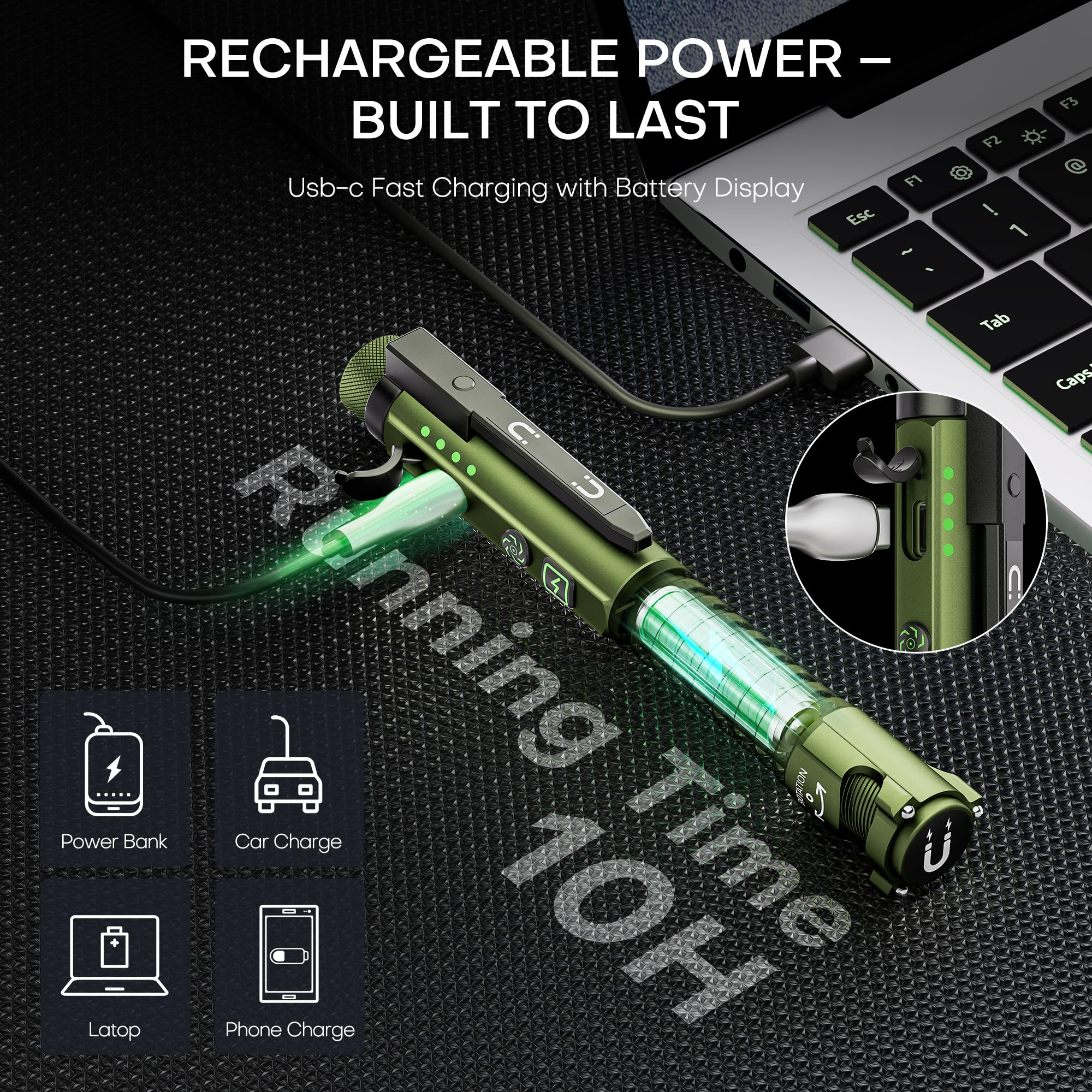 ラフレシアEDC EDC Flashlight Rechargeable,800 Lumen Small Flashlight with