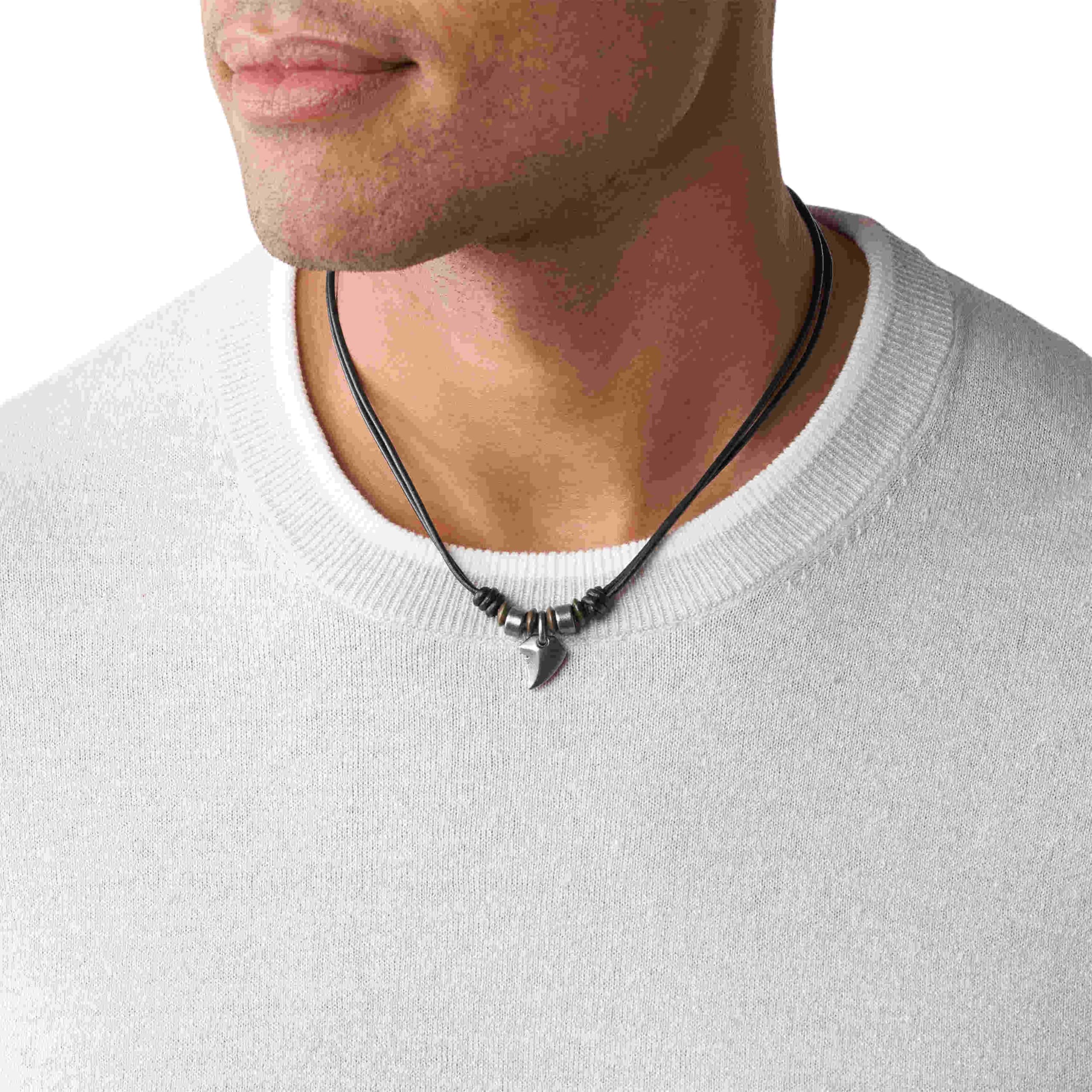 Fossil Men's Jewellery Made of Stainless Steel, 42 cm + 5 cm Extension, Pendant: 15 x 13 mm