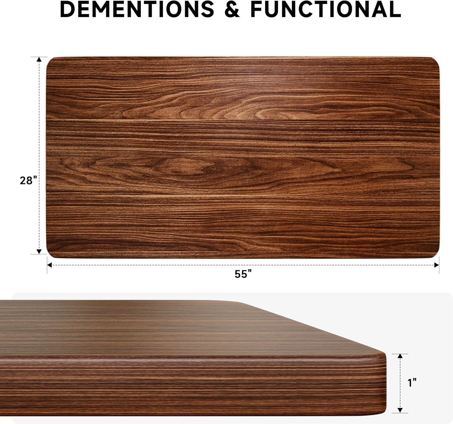 bizum whole-piece particle board table top wood countertop for standing desk diy, 55x28x1 inch walnut desk top walnut 55x28x1 inch