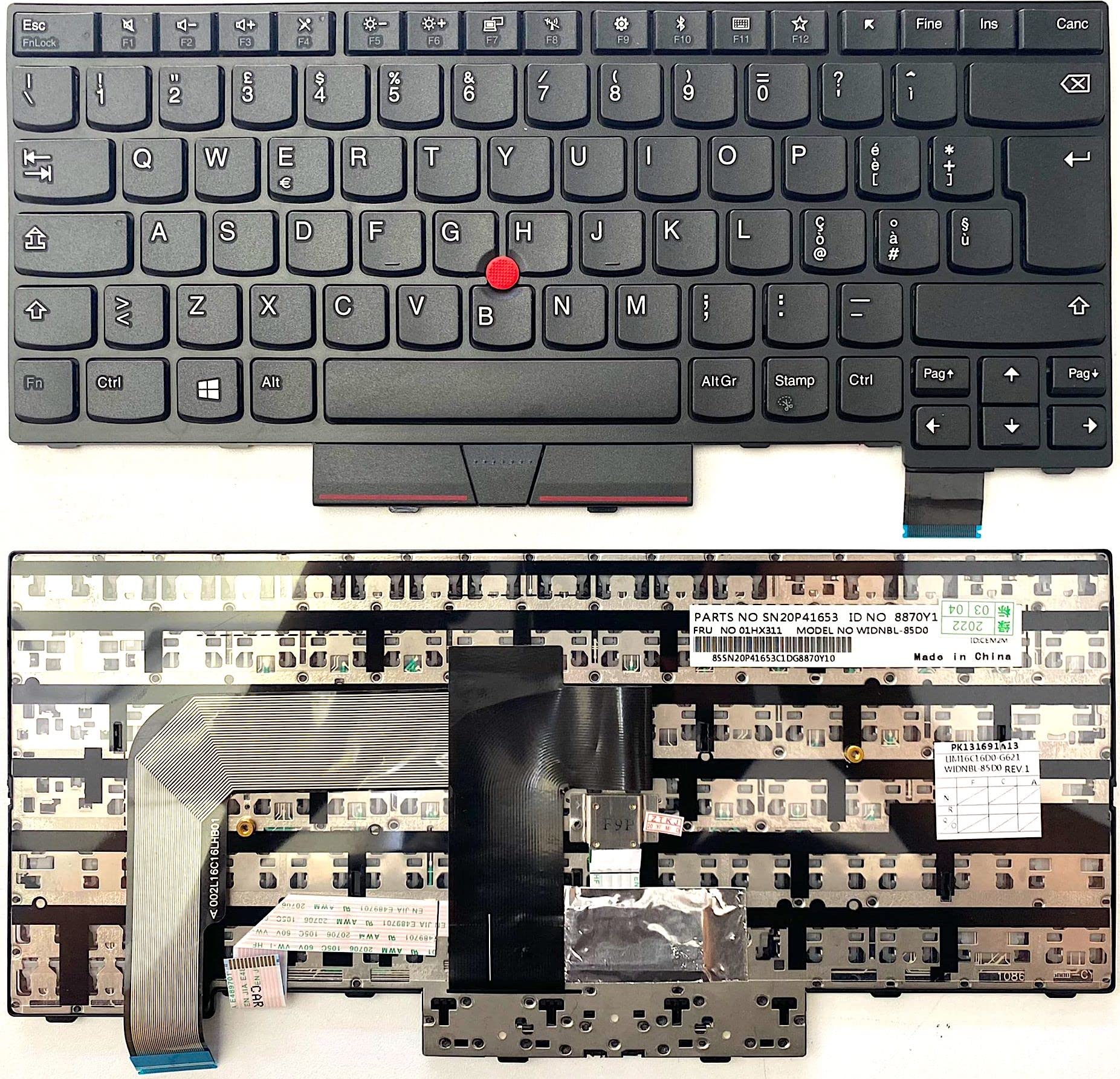 INFOELETTRONICA LO STORE DELLA CONVENIENZA E QUALITA' Tastiera Italiana per Lenovo THINKPAD T470 T480 A475 con Trackpad