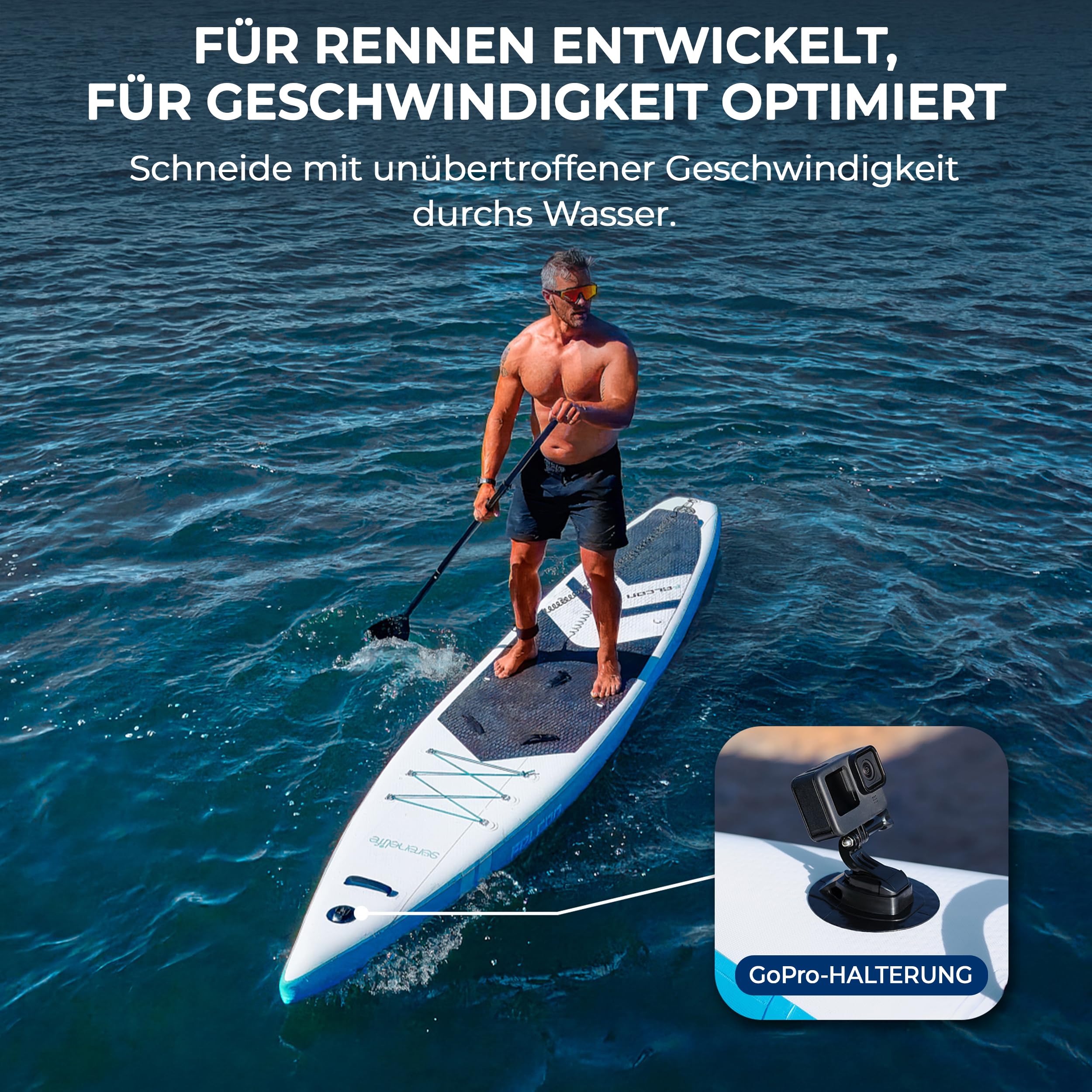 SereneLife SUP Board Aufblasbar Set – Stand Up Paddling Board mit Zubehör und rutschfestem EVA-Deck für See, Fluss, Touring, Yoga und Freizeit