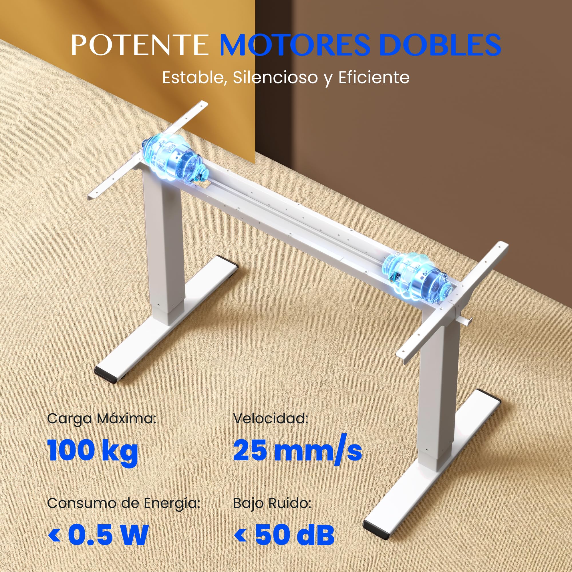 FLEXISPOT E1 Pro Escritorio Elevable Eléctrico 2 Motores Altura Ajustable | Compatible con tableros de 120-180 cm, soporta hasta 100 kg, panel con 4 memorias y garantía de 5 años, Blanco