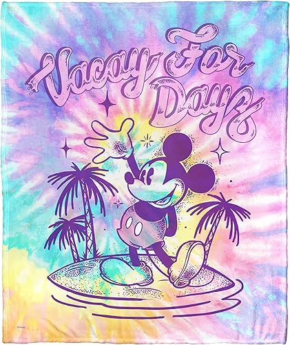 Northwest Disney Mickey Mouse - Manta táctil de seda, 50 x 60 pulgadas, teñido anudado Vacay