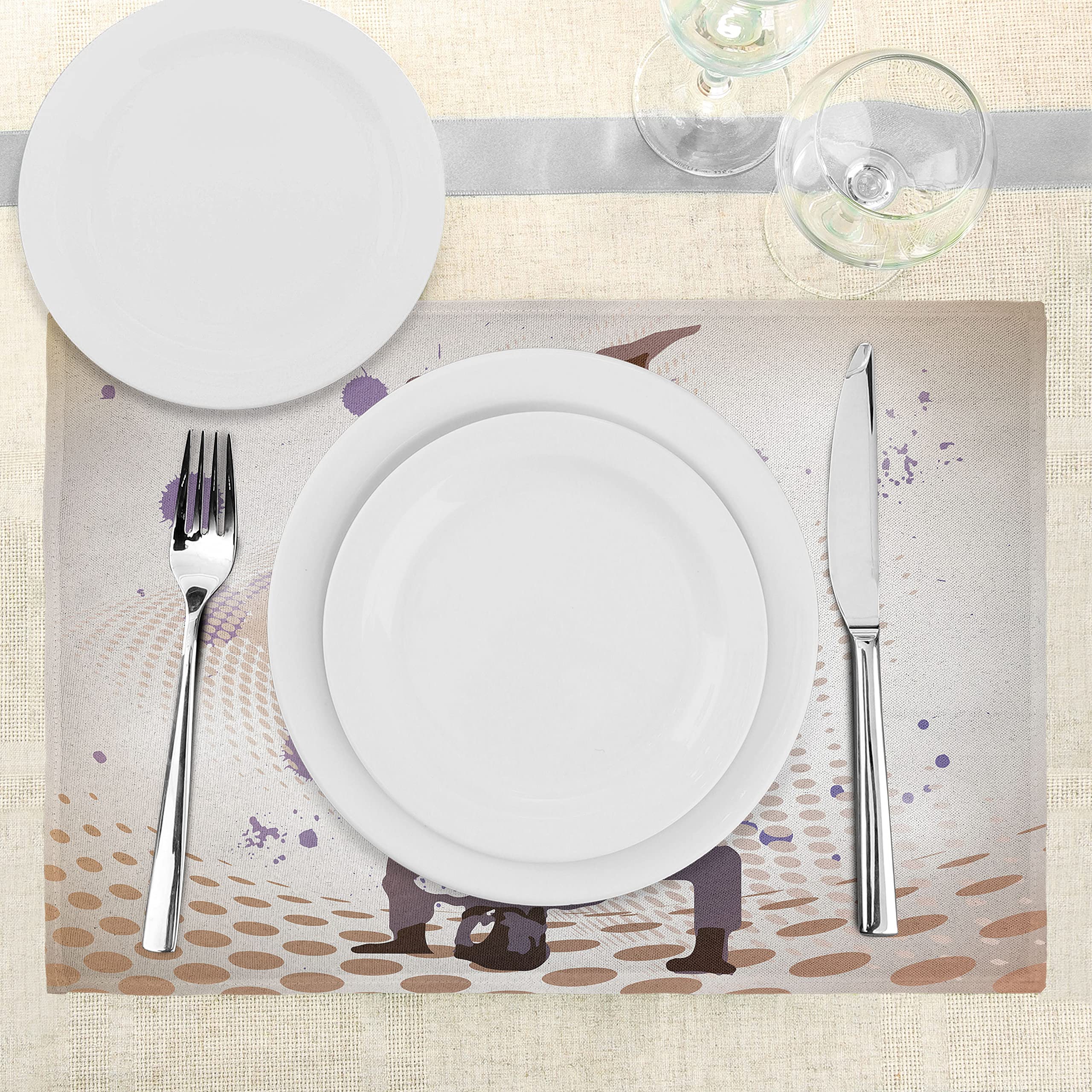 ABAKUHAUS Musica Rock Tovaglietta Americana Set di 4, Records Altoparlanti, Tovagliette in Tessuto Lavabile per Tavolo da Pranzo Cena,Celeste Nero
