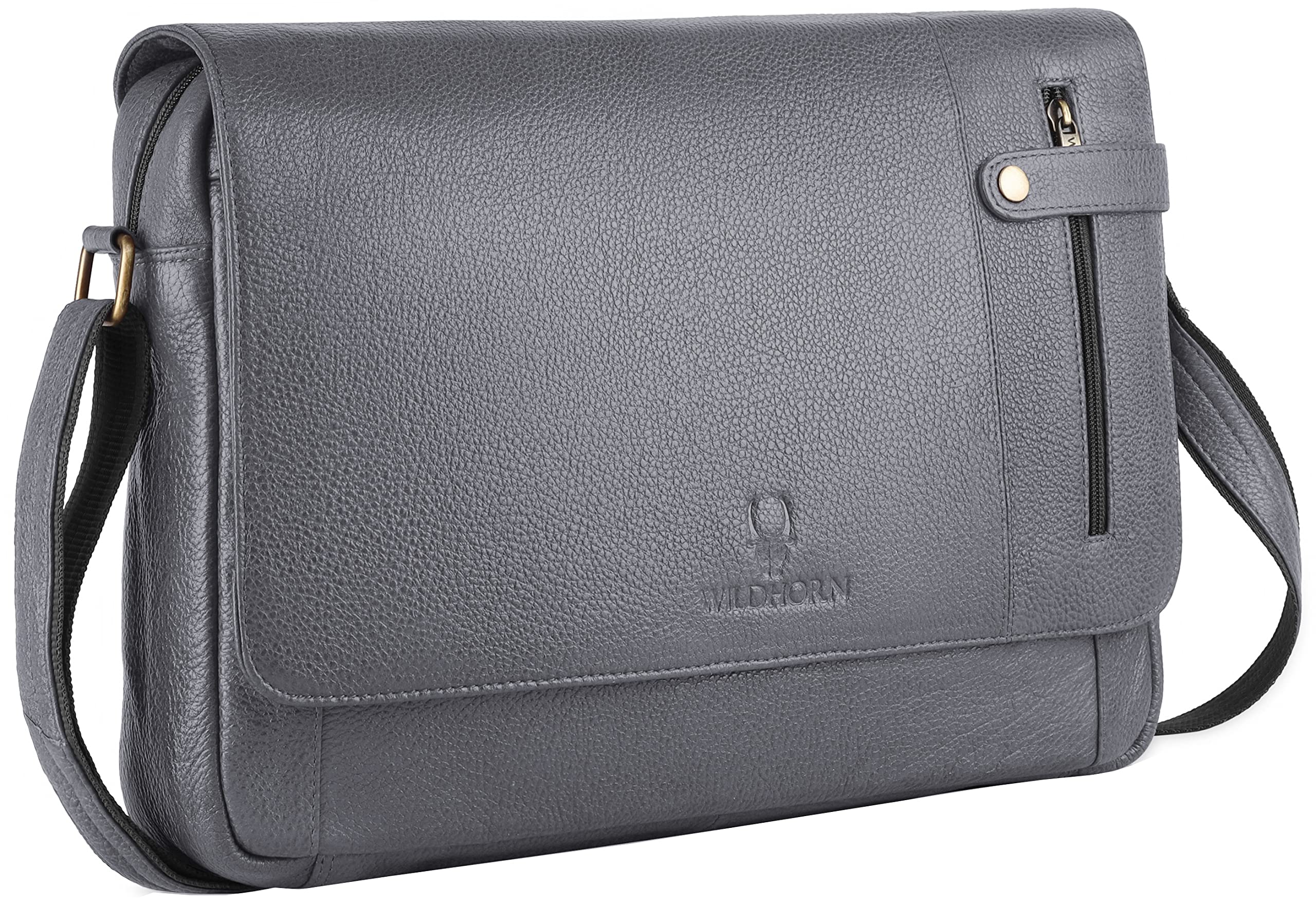 WildHornGenuine Leather Laptop Messenger Bag for Men | Stylish Office Bag with a Padded Laptop Compartment & Adjustable Strap | Designed to Fit Laptops up to 14 Inches | Backed by a 1-Year Warranty