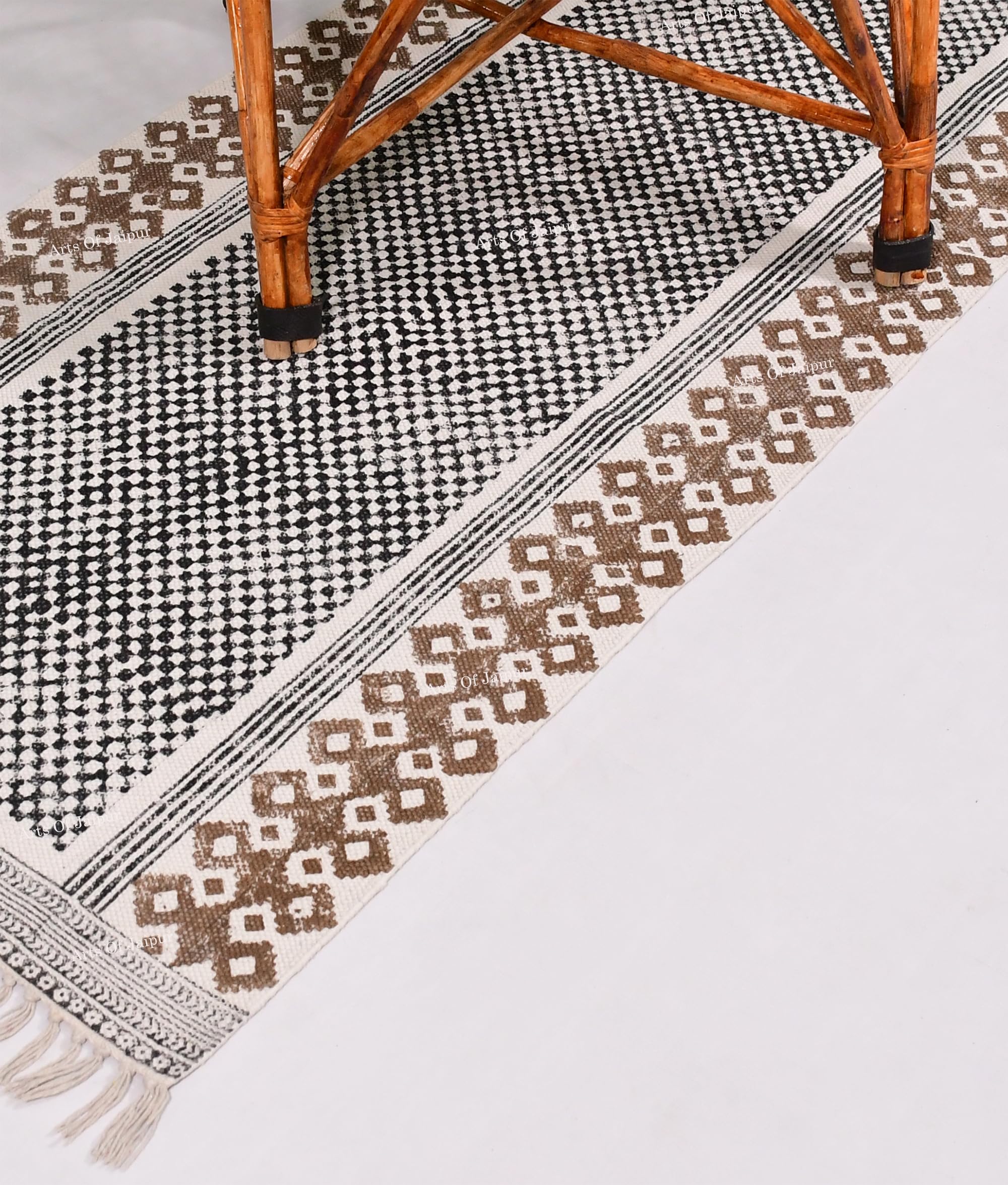 Tappeto quadrato in cotone stampato a mano, 1,2 x 1,2 m, stile azteco, indiano, bohémien, fatto a mano, per esterni, casa, ufficio, soggiorno