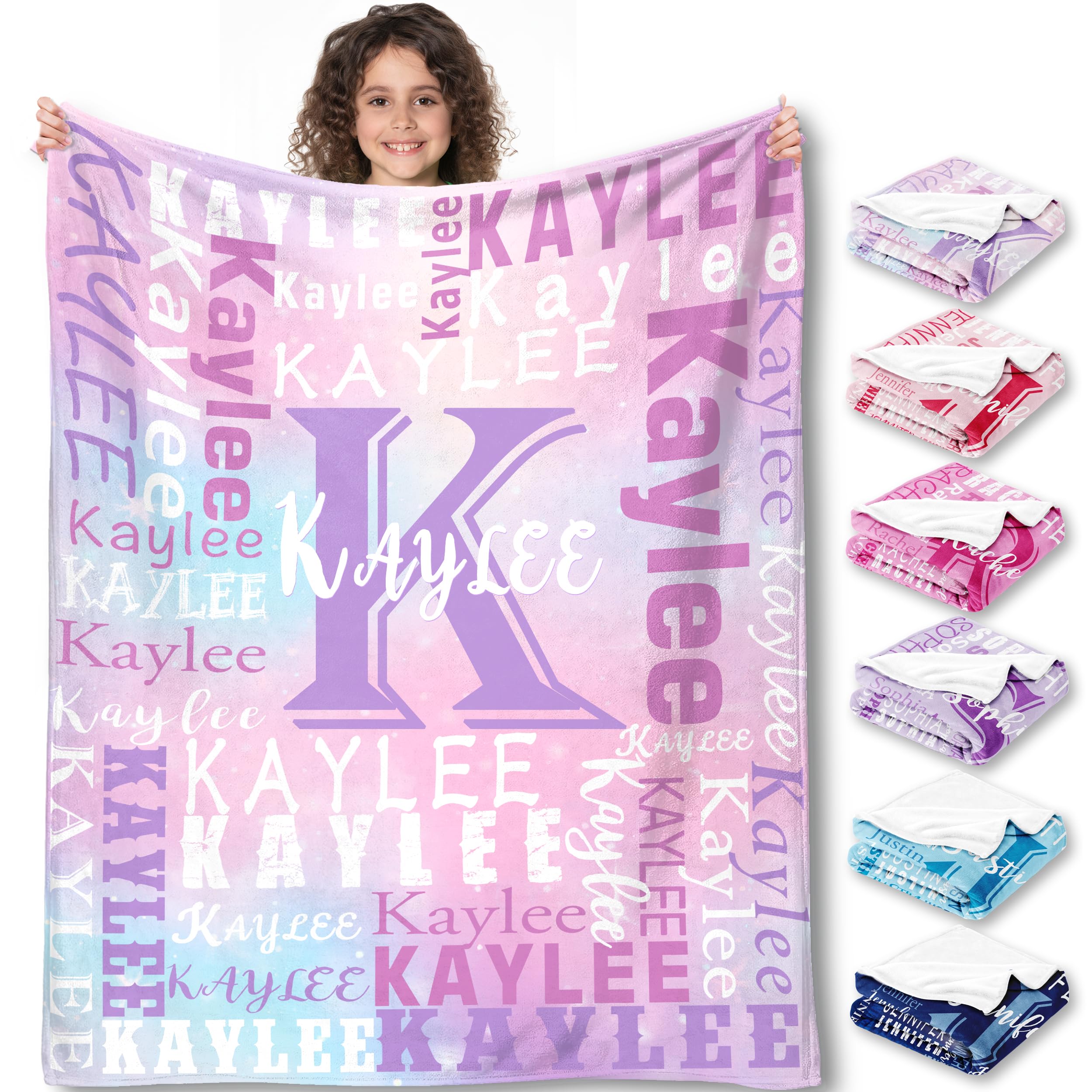 Yofair Ships Next Day, Personalized Blanket Gifts for Teen Girls Custom Blanket with Name Flannel Throw Girls Blankets Customized Daughter Gifts for