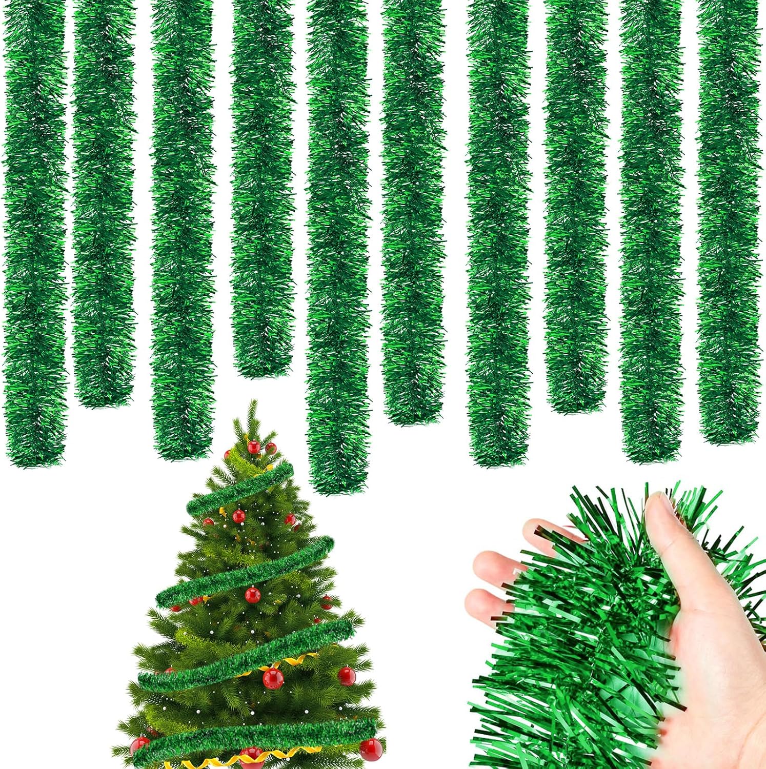 Cindeer 66 Feet Christmas Tinsel Garland Decoration Chunky Tinsel Thick Hanging Luxury Tinsel