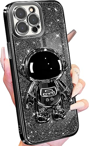 Buleens Funda para iPhone 14 Pro Max Astronauta, fundas transparentes para iPhone 14 Pro Max con papel brillante y soporte de astronauta, para