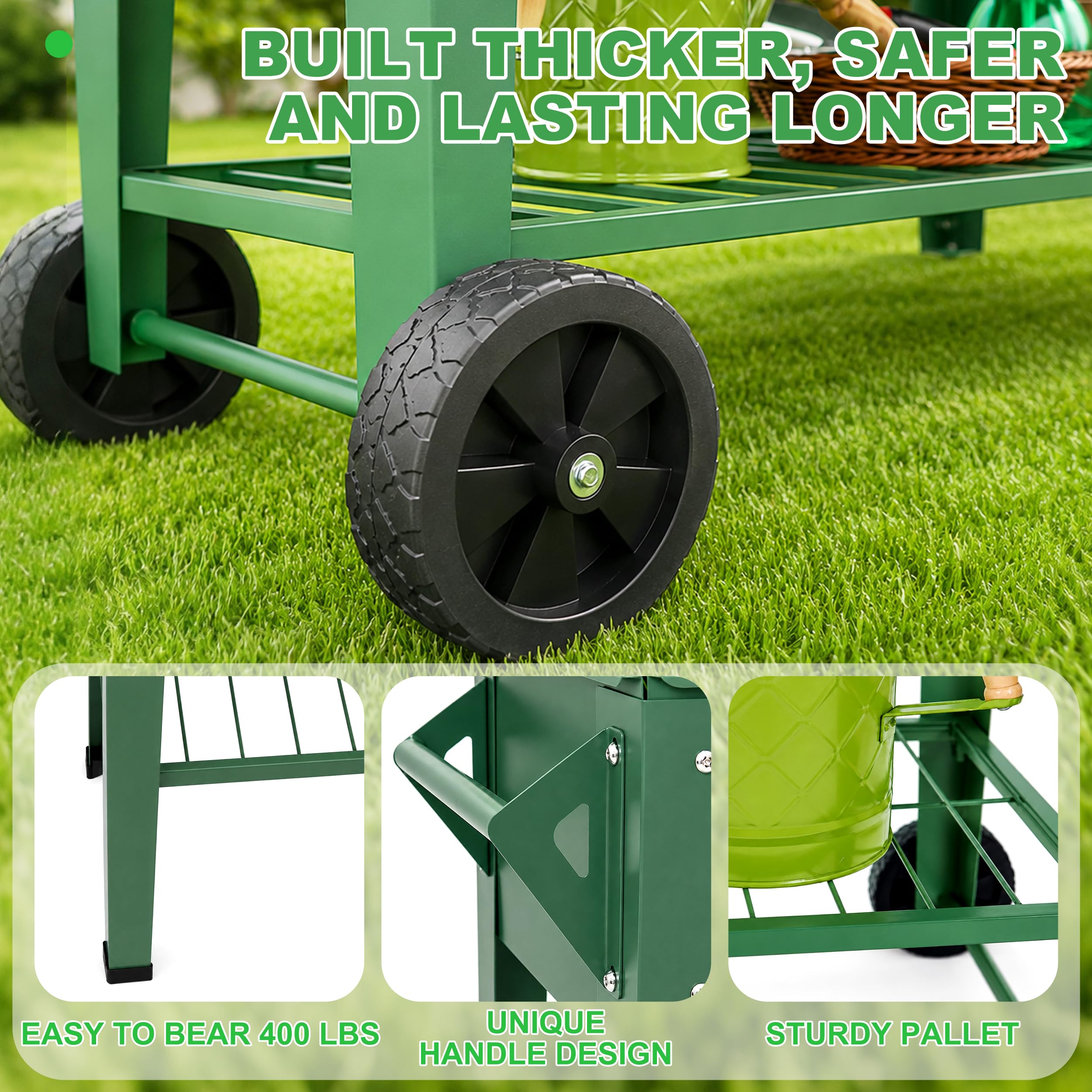 Raised Garden Bed with Wheels - Green -4