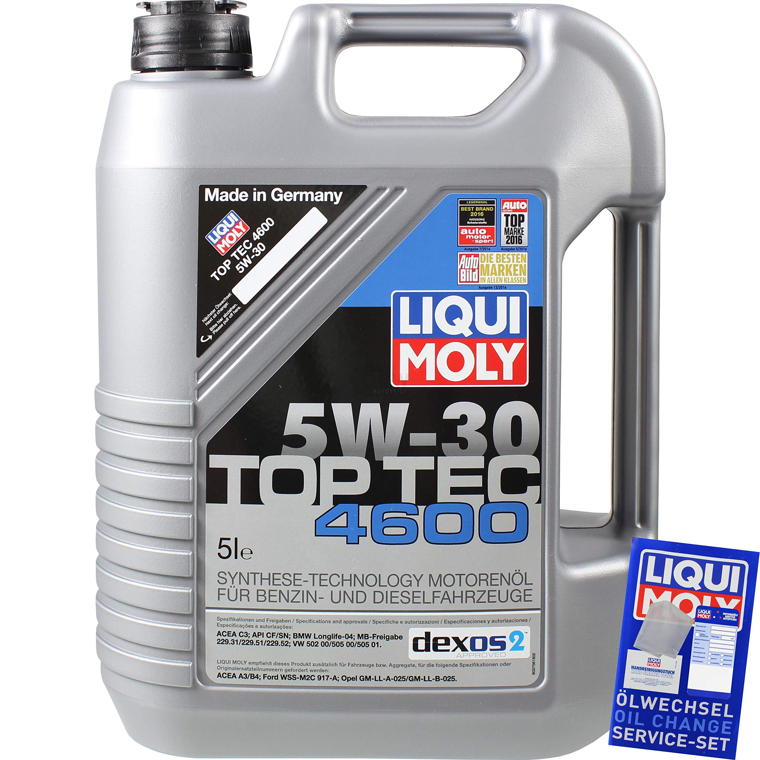 Filter Set Inspektionspaket 5 Liter Motoröl Top Tec 4600 5W-30 Innenraumfilter Kraftstofffilter Luftfilter Ölfilter