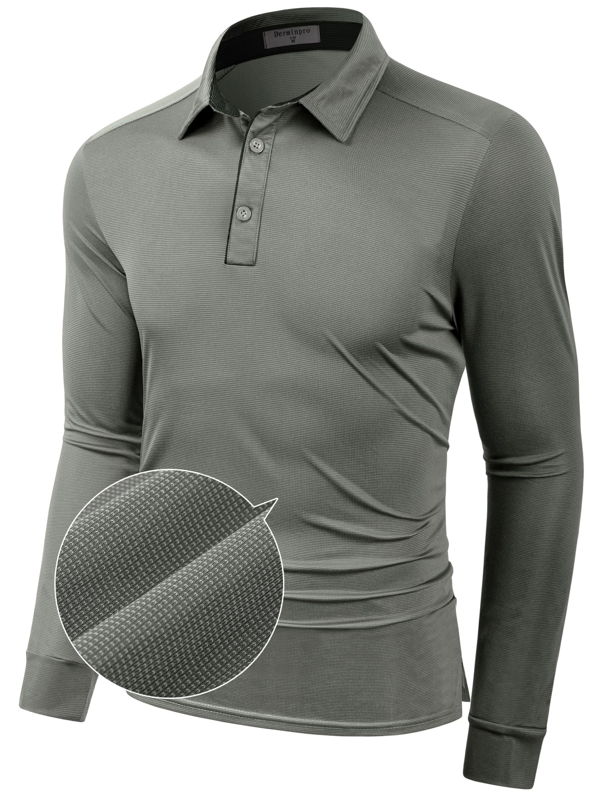 Derminpro Men’s Polo Shirts Long Sleeve Quick Dry Athletic Golf T-Shirts