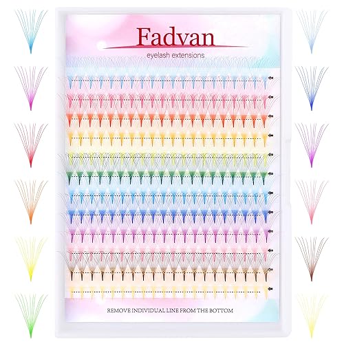 Miniatura 2 de Extensiones de pestañas de colores, 240 unidades, 12 extensiones de pestañas postizas de colores 10D de 0.51 pulgadas, extensiones de pestañas de