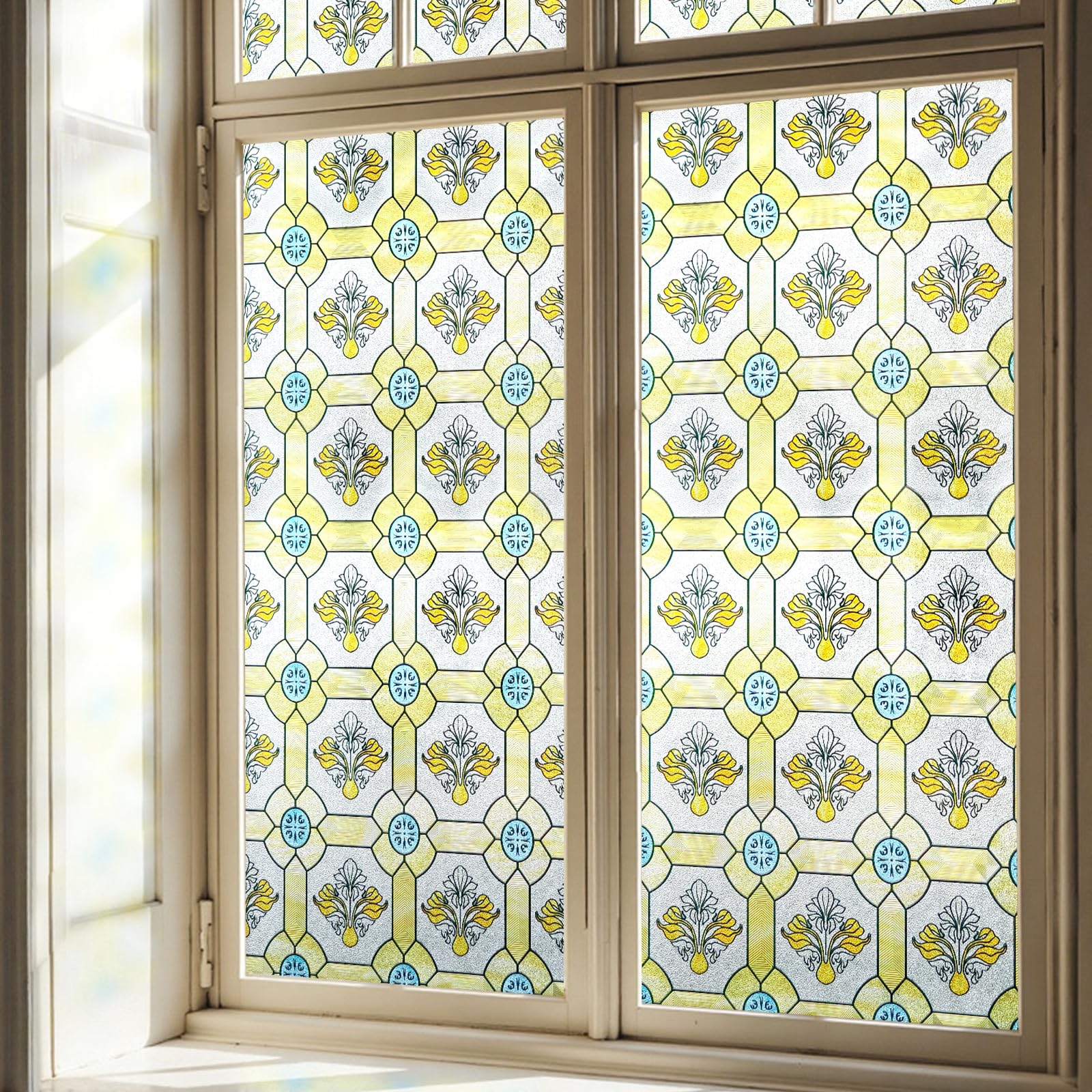 Film décoratif pour fenêtre effet vitrail pour sublimer votre salle de bain