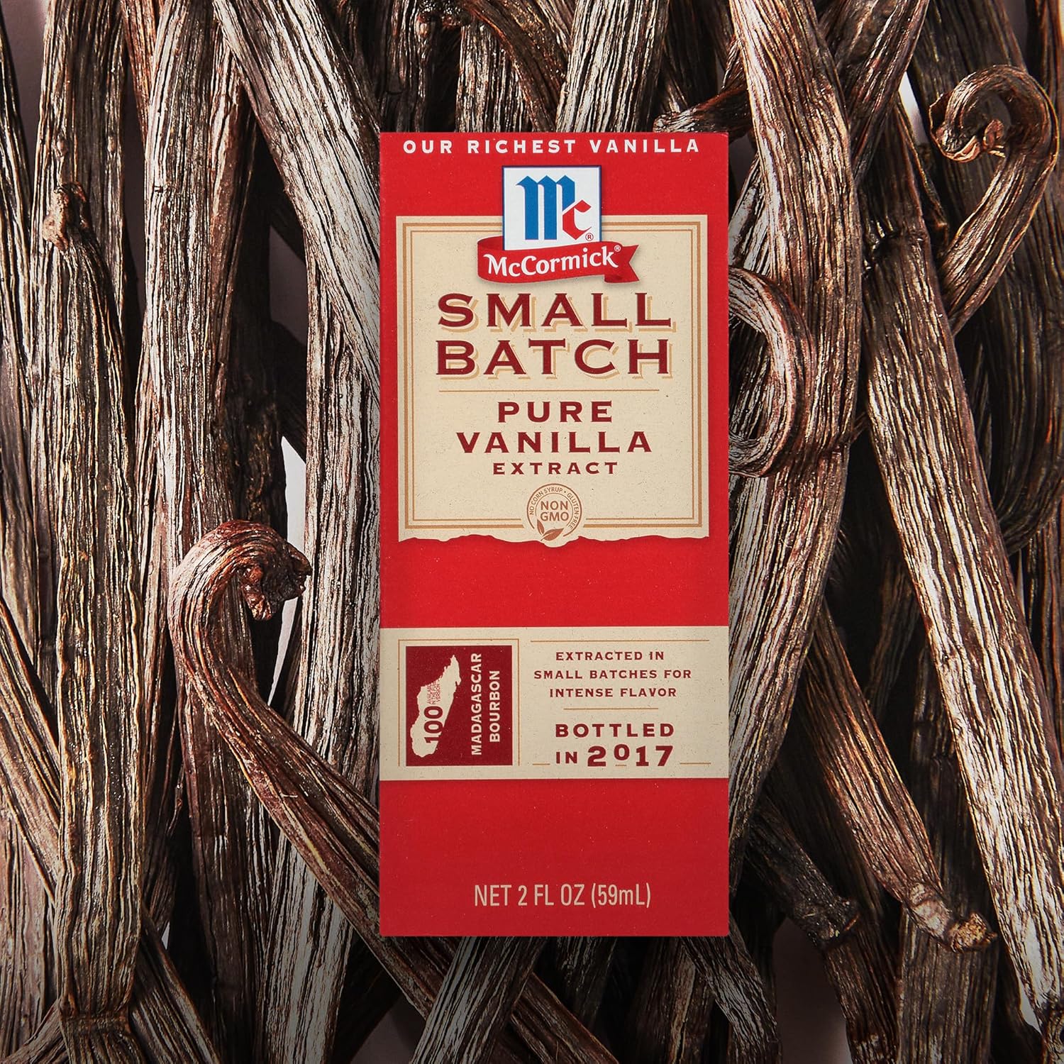 McCormick Vanilla Extract, Pure, Small Batch, No Corn Syrup, Gluten Free, Kosher, Bold, Made From Beans Harvested in Madagascar, Extracted in Small Batches for Big Flavor, 2 fl oz