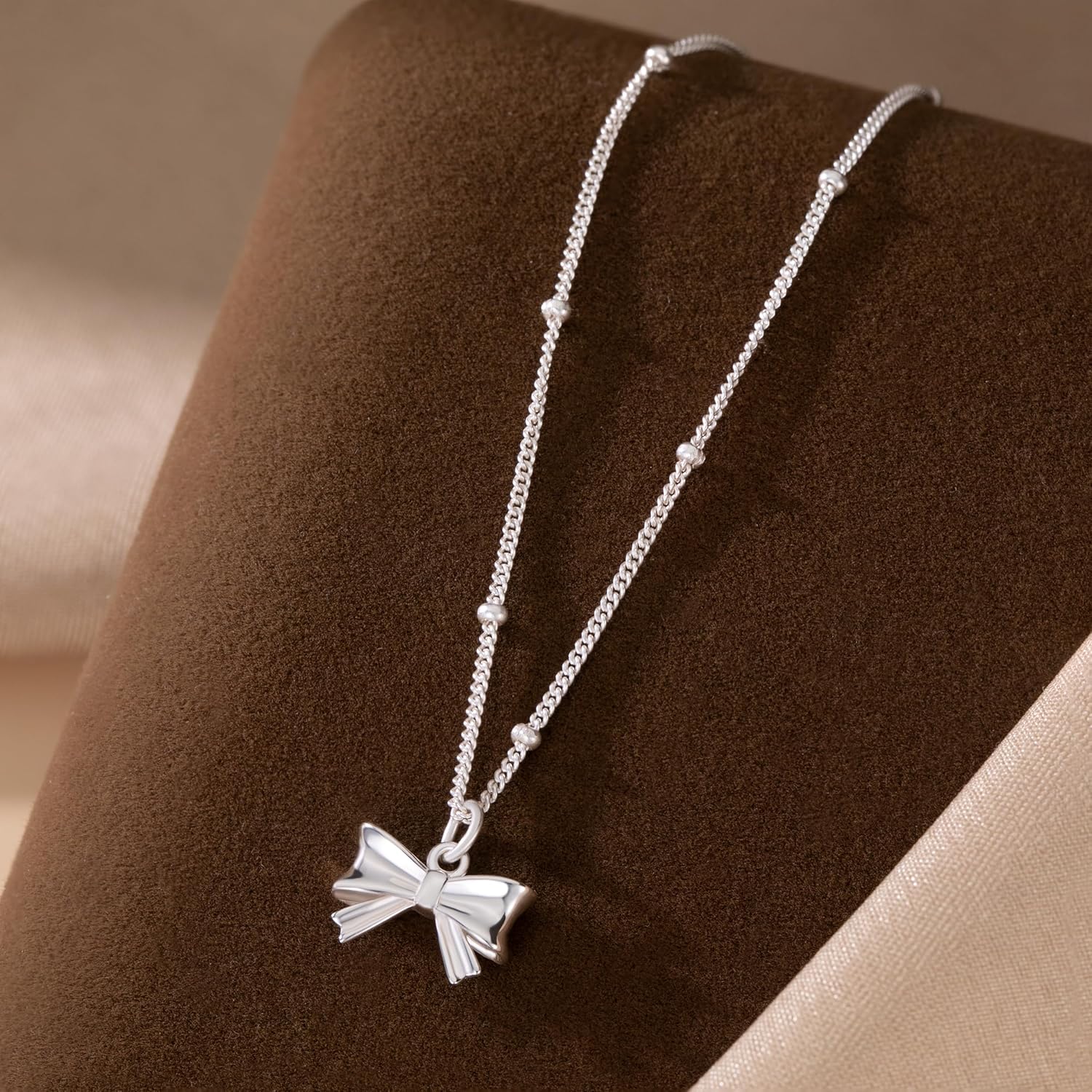 SLUYNZ Solid 925 Sterling Silver Bow Choker Necklace for Women Teens Bowknot Pendant Necklace - Image 5