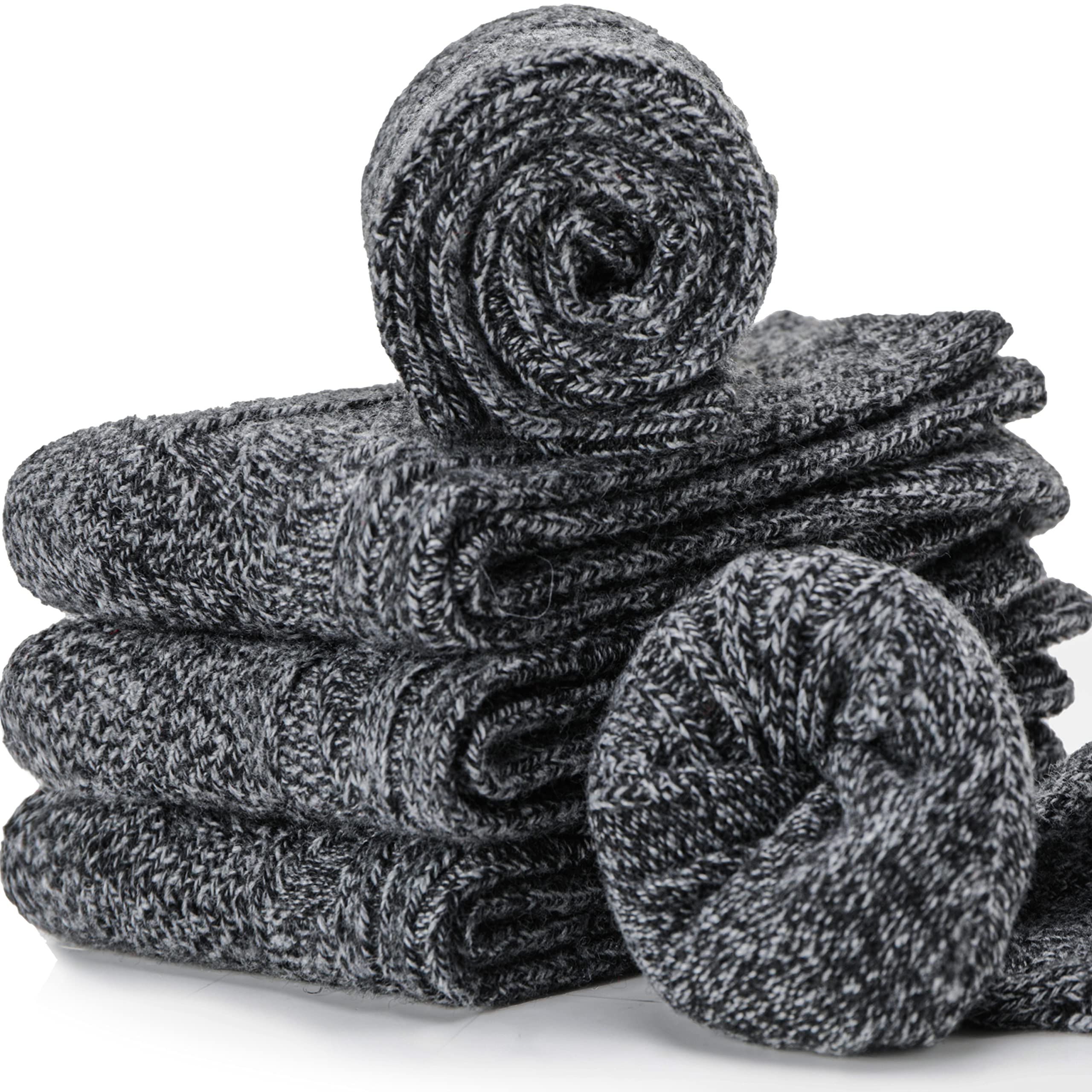 ANTSANGWomens Wool Socks Boot Warm Cotton Comfort Work Duty Winter Socks 5 Pairs (Black)