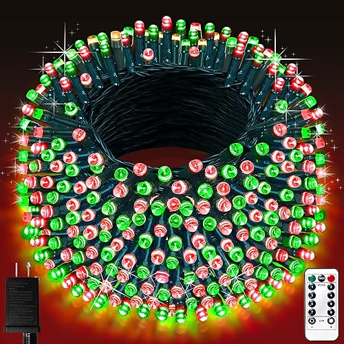Miniatura 1 de Guirnalda de luces de Navidad para exteriores, 1000 LEDs403 pies, enchufable, con control remoto, 8 modos y temporizador, impermeable, para el
