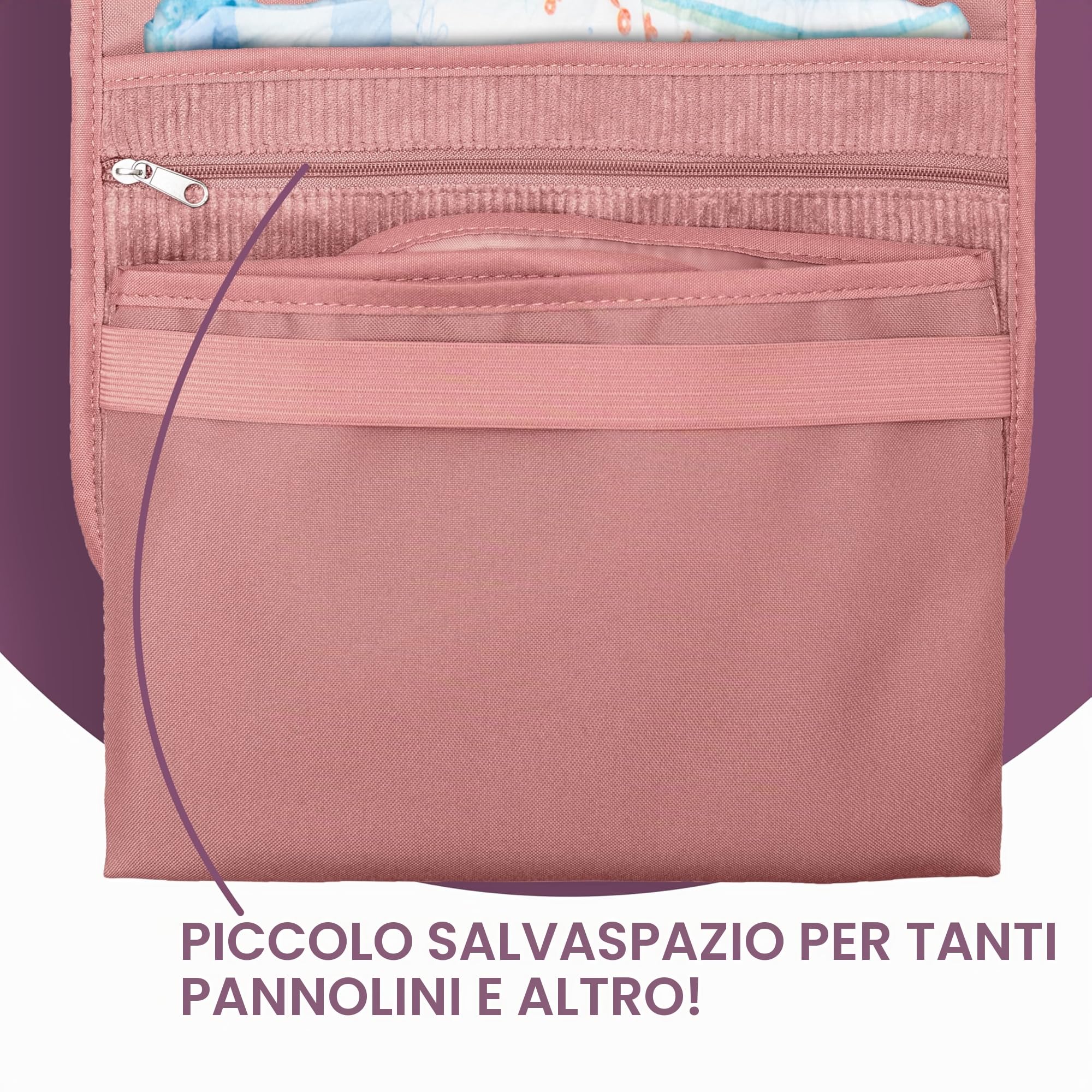 Jubi® Borsa cambio neonato con fasciatoio portatile – Compatta, grande capacità, organizer pannolini per viaggio e passeggino
